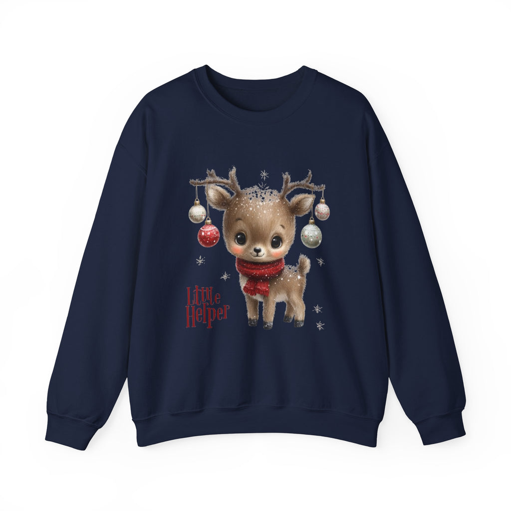 Christmas Reindeer Sweatshirt – 'Little Helper' Cute Holiday Crewneck