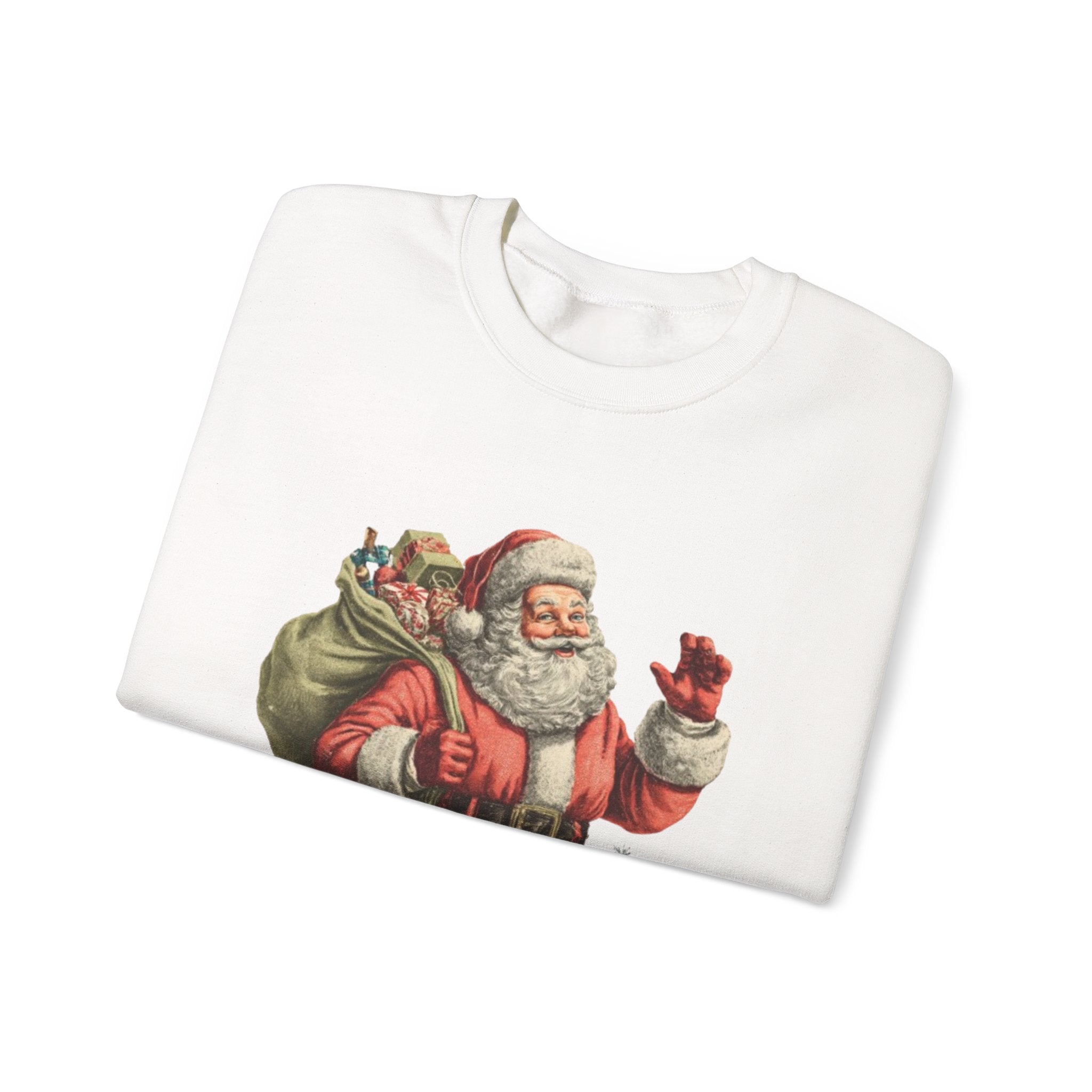 Santa Crewneck Sweatshirt — 'Here Comes Santa' Vintage Christmas Sweater