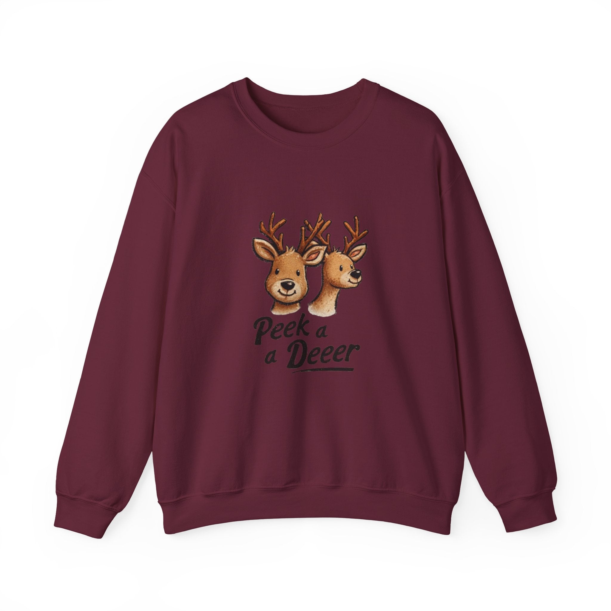 Peek a Deeer Sweatshirt — Cute Reindeer Holiday Crewneck
