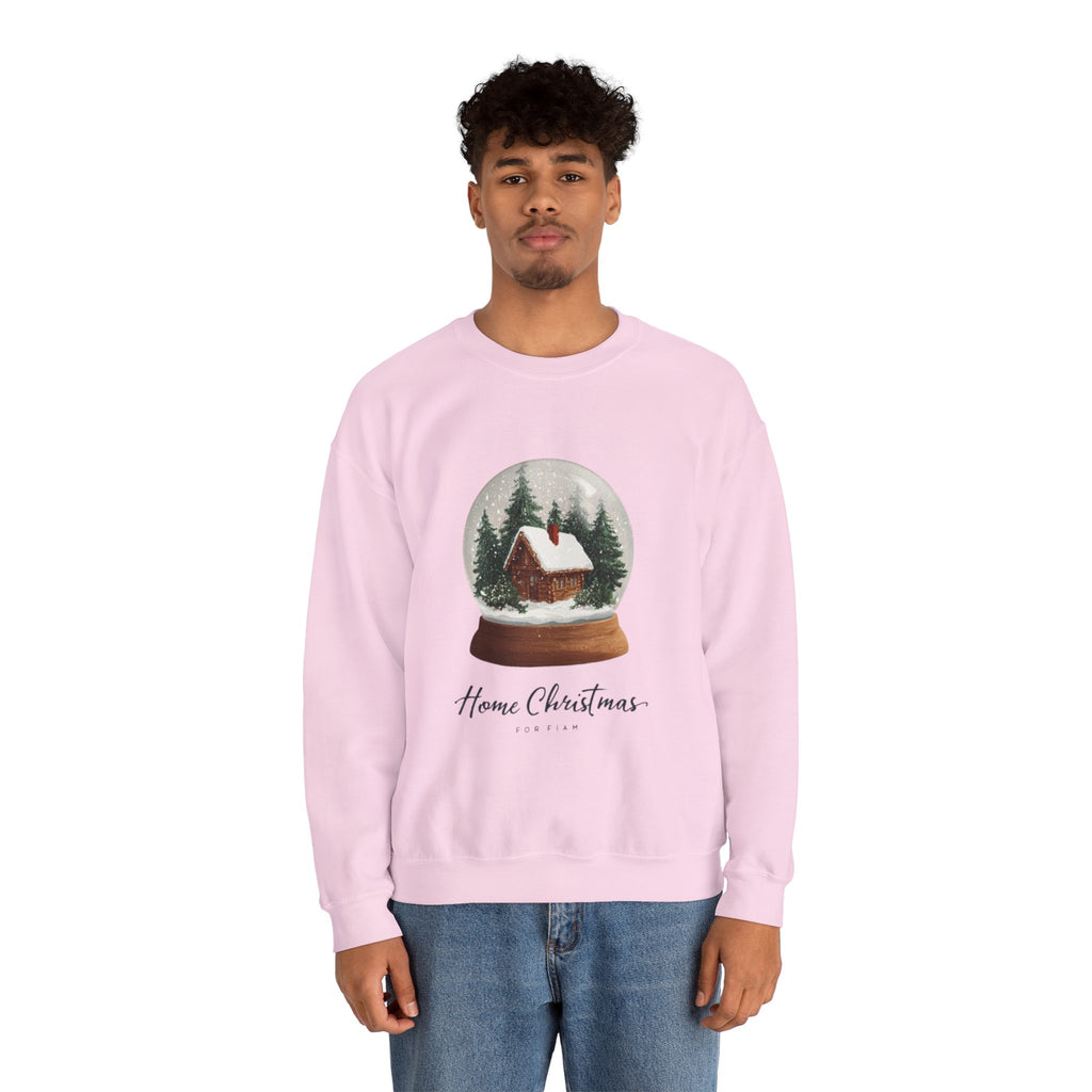Christmas Snow Globe Sweatshirt – “Home Christmas” Cabin Crewneck
