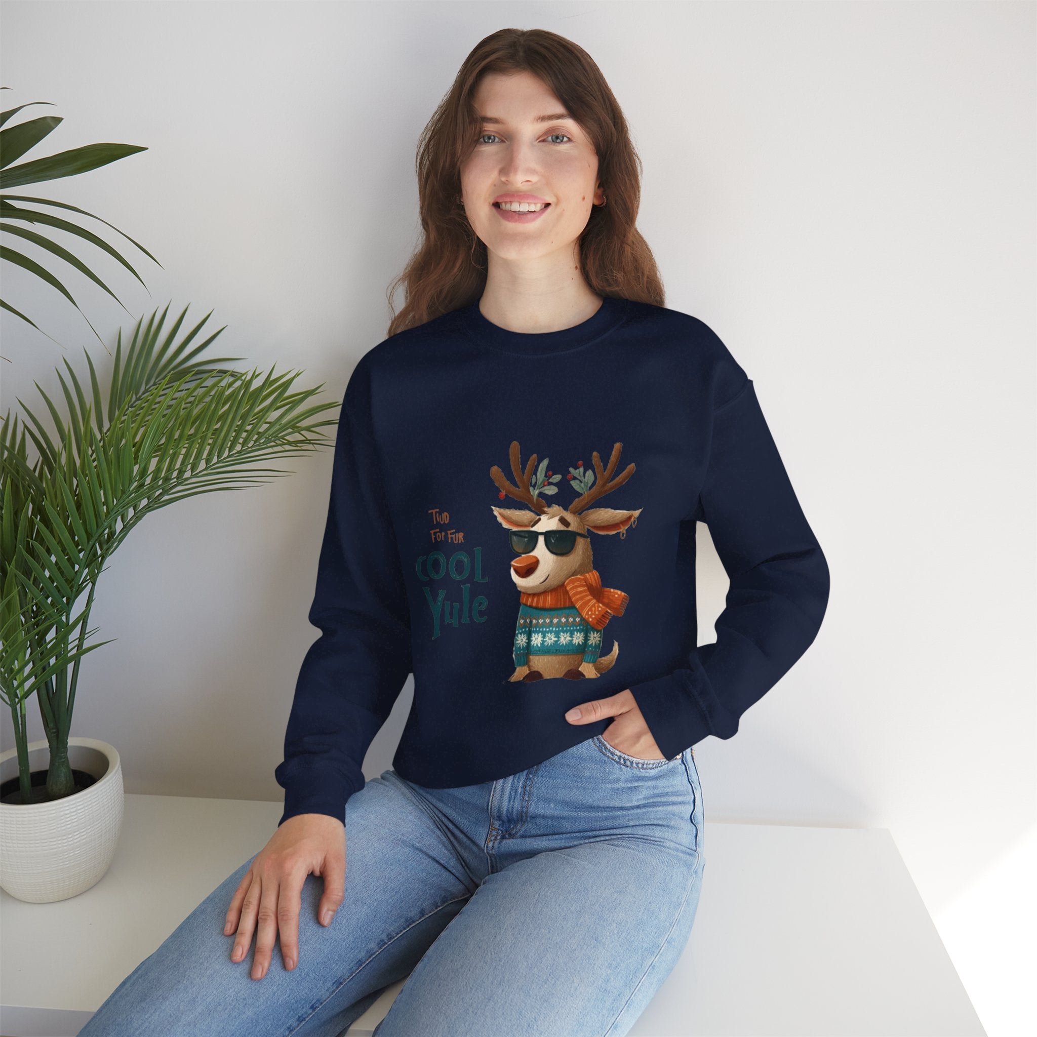 Reindeer 'Cool Yule' Crewneck Sweatshirt — Cute Holiday Graphic