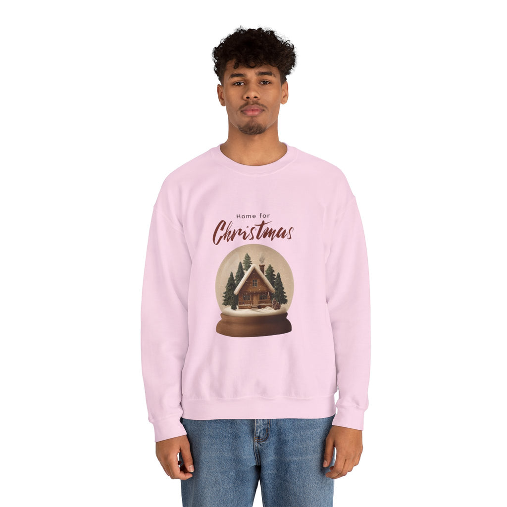 Christmas Snow Globe Crewneck Sweatshirt — "Home for Christmas" Cabin Design