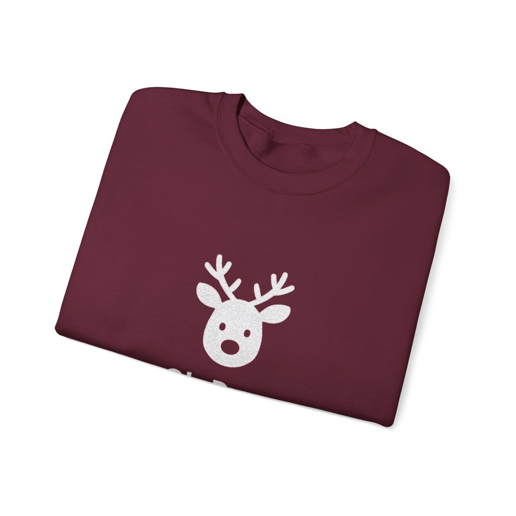 Crewneck Sweatshirt — Subtle ‘Oh Deer.’ Reindeer Graphic Holiday Pullover