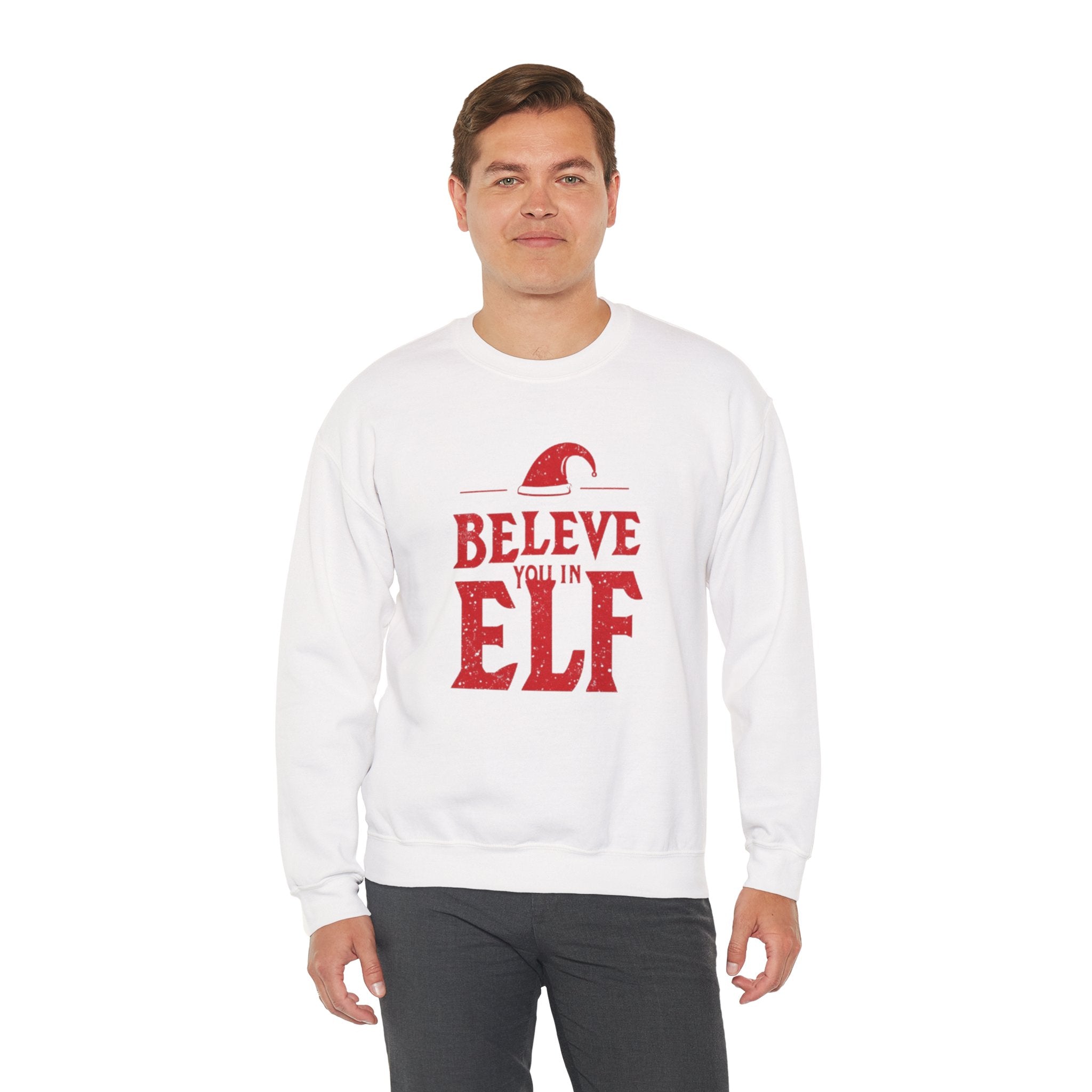 Believe You In Elf Sweatshirt — Christmas Elf Holiday Crewneck