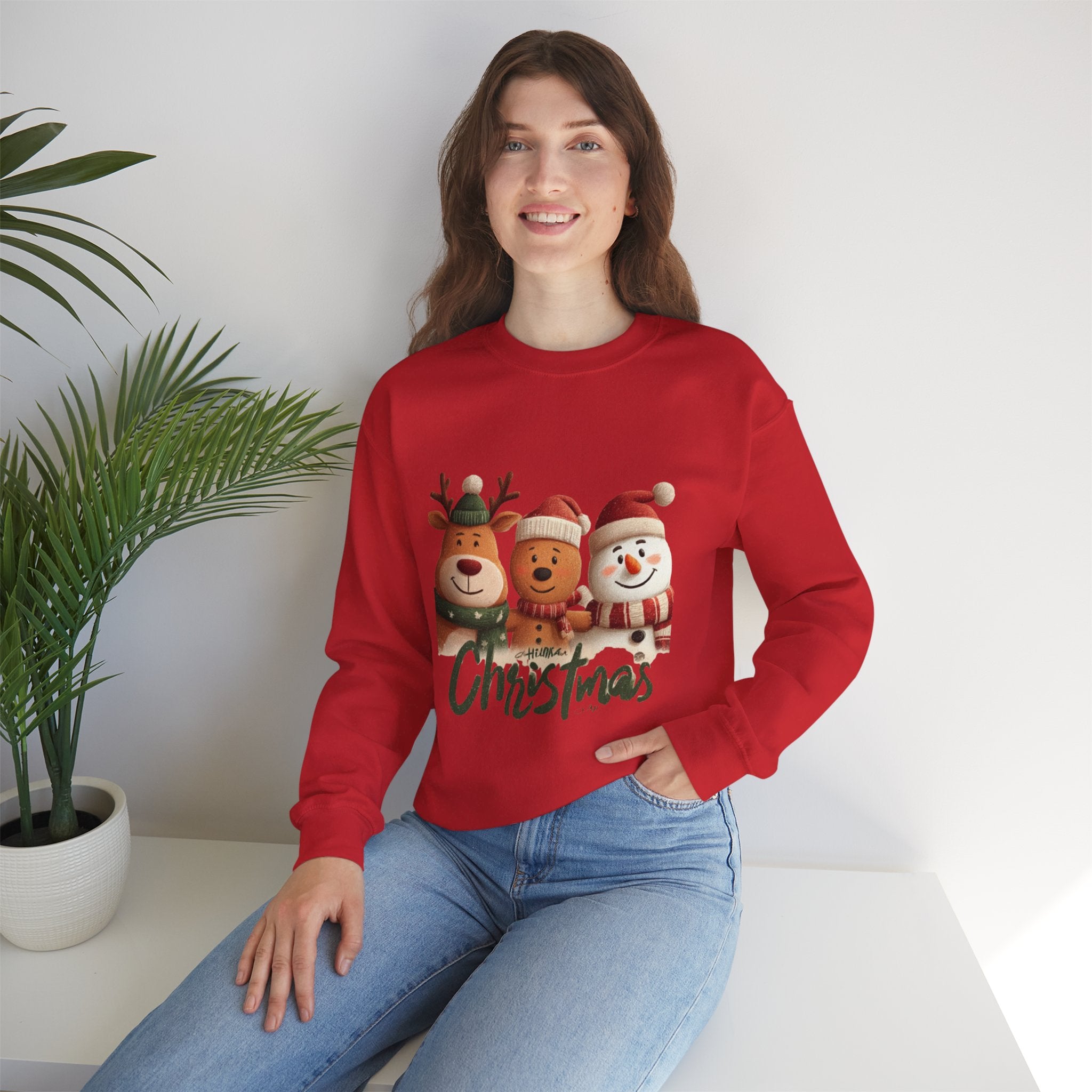 Christmas Crewneck Sweatshirt — Cute Reindeer, Bear & Snowman Holiday Pullover