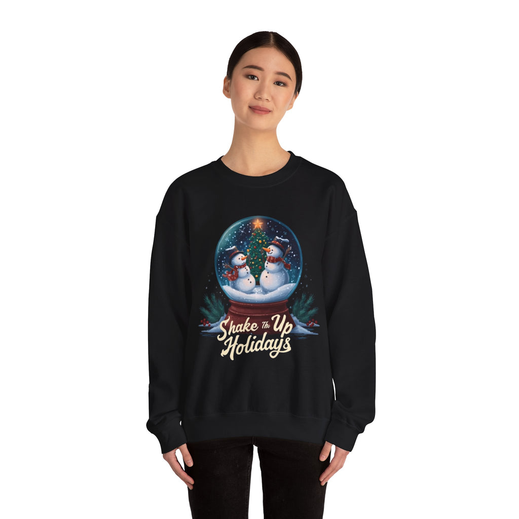 Snow Globe Snowmen Crewneck Sweatshirt — "Shake Me Up Mommy" Holiday Sweatshirt