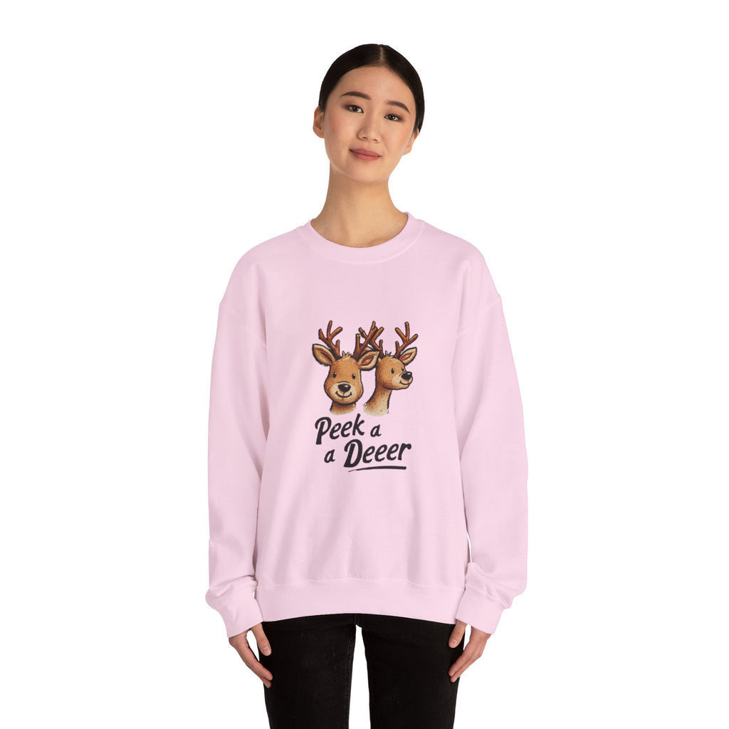 Peek a Deeer Sweatshirt — Cute Reindeer Holiday Crewneck