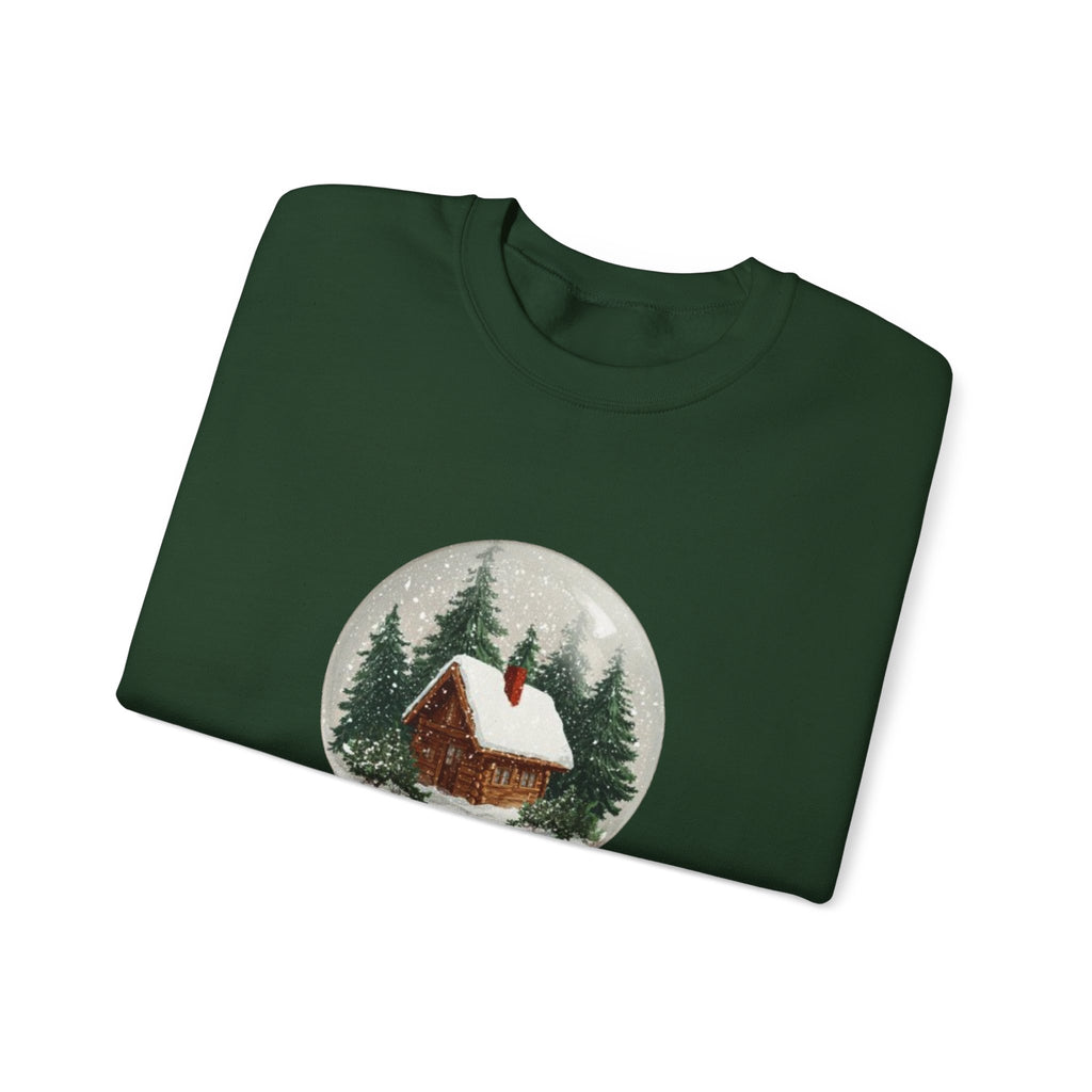 Christmas Snow Globe Sweatshirt – “Home Christmas” Cabin Crewneck