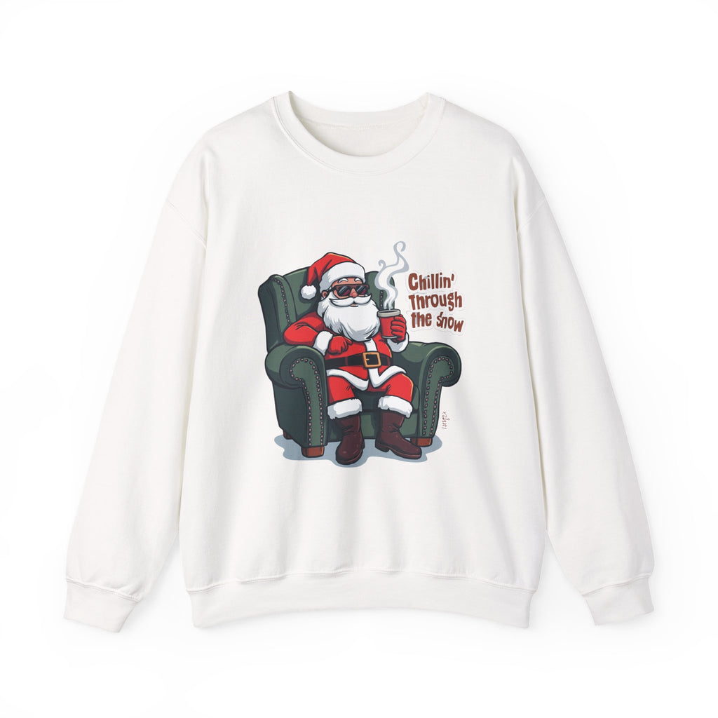 Chillin' Through the Snow Crewneck Sweatshirt — Relaxed Santa Christmas Pullover