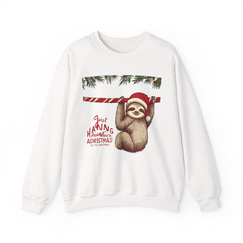 Christmas Sloth Crewneck Sweatshirt – "Just Hanging with My Advent-Christmas" Holiday Sweatshirt