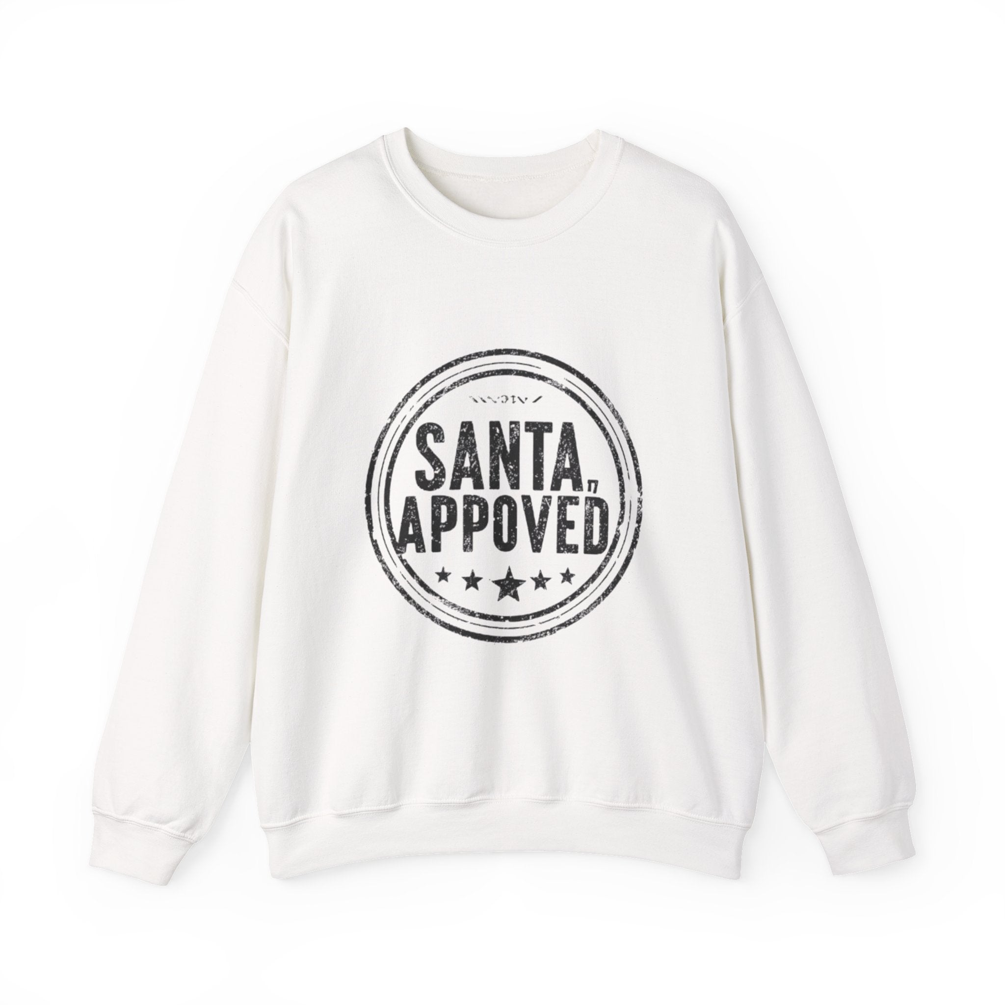 Santa Approved Crewneck Sweatshirt - Vintage Christmas Stamp Design