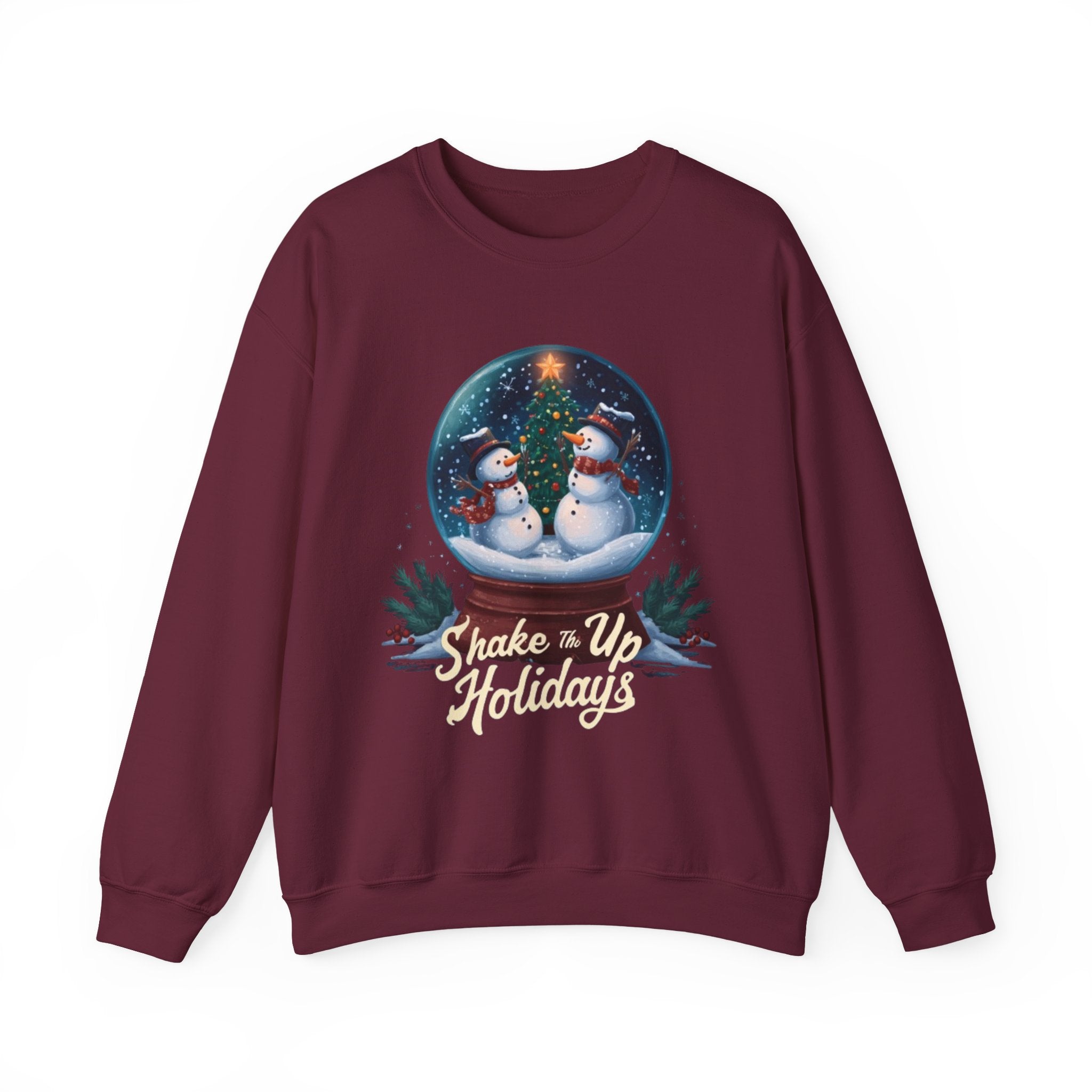 Snow Globe Snowmen Crewneck Sweatshirt — "Shake Me Up Mommy" Holiday Sweatshirt
