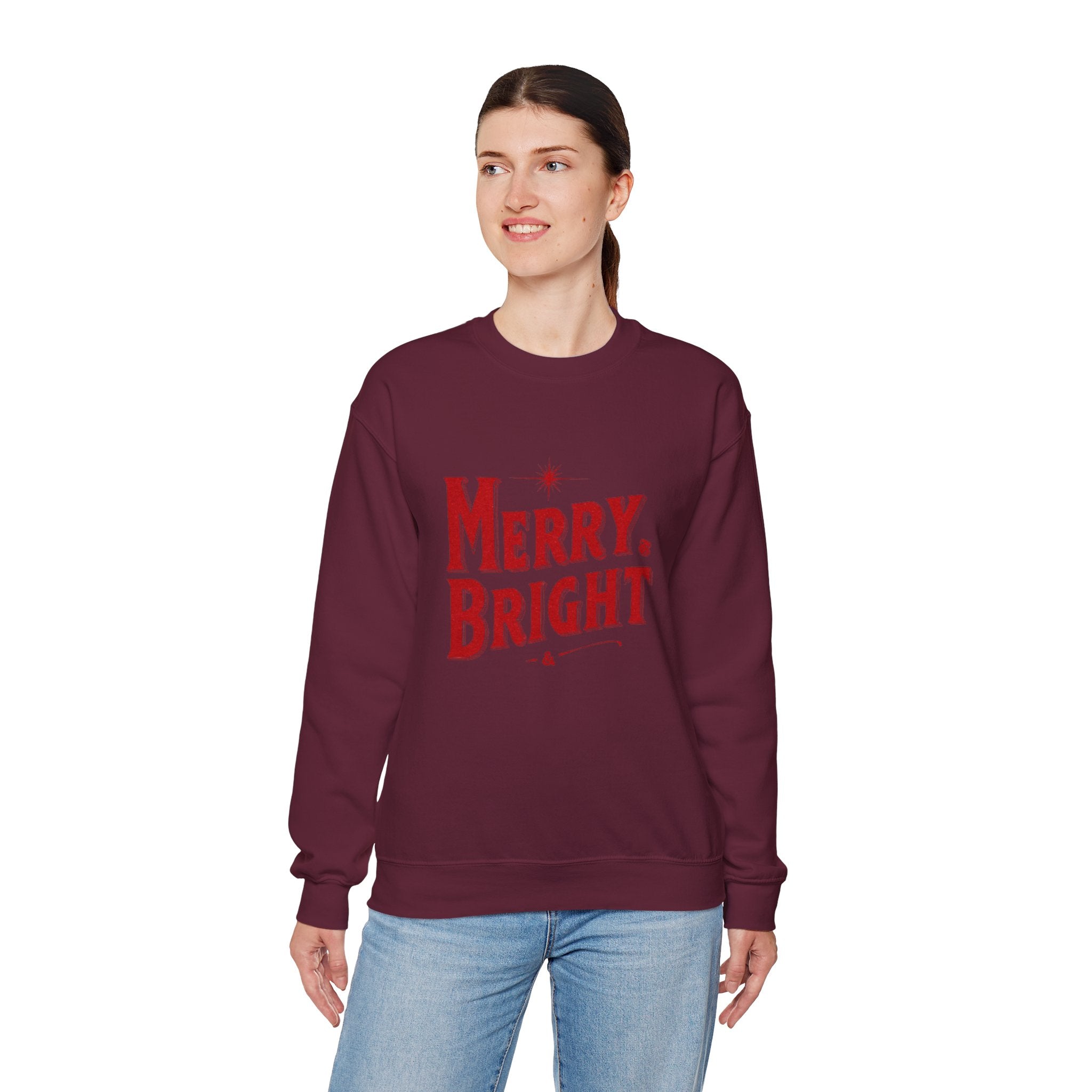 Merry & Bright Crewneck Sweatshirt — Vintage Holiday Graphic