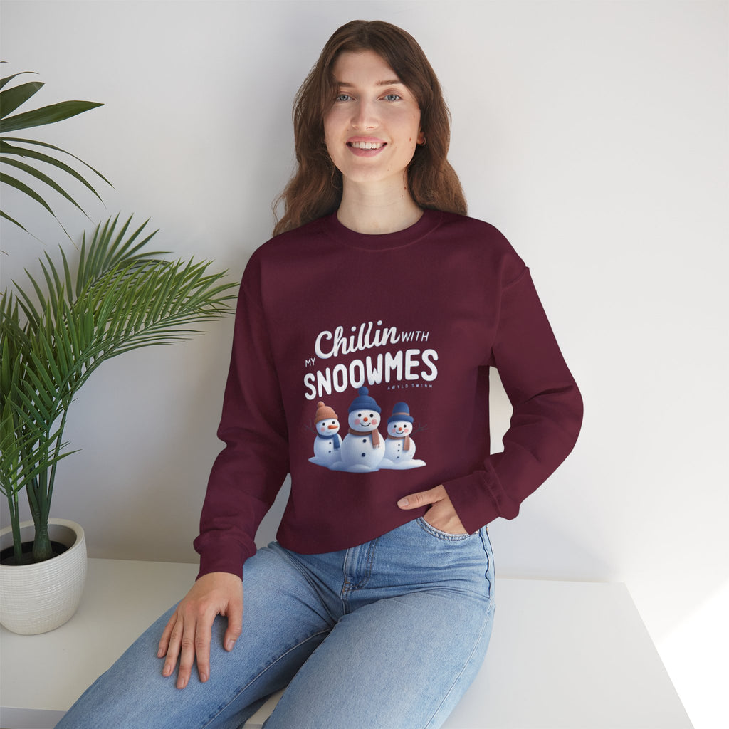 Sweatshirt — “Chillin’ with My Snoowmes” Cute Snowman Holiday Crewneck