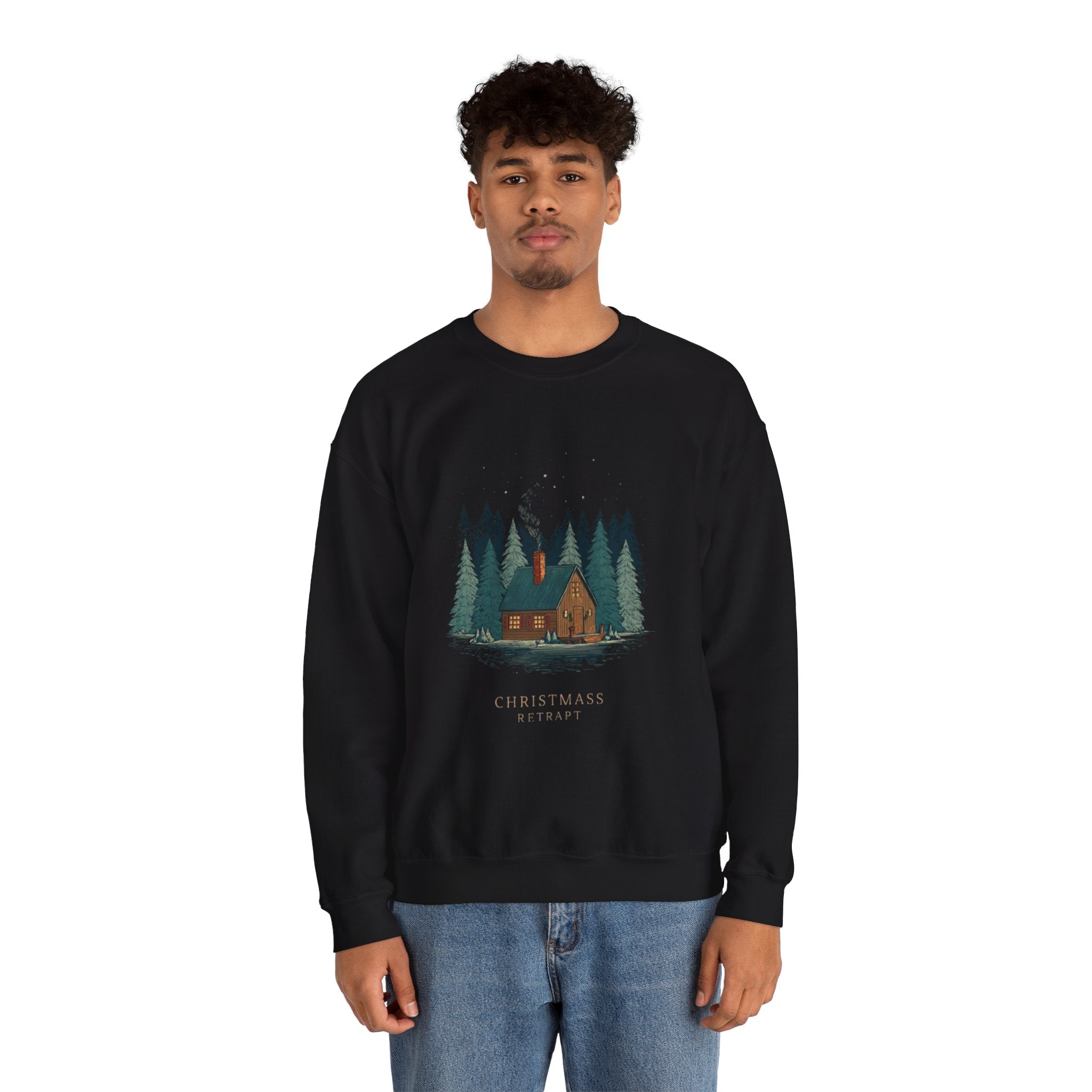 Cabin in the Pines Sweatshirt — 'Christmas at Home' Cozy Holiday Crewneck
