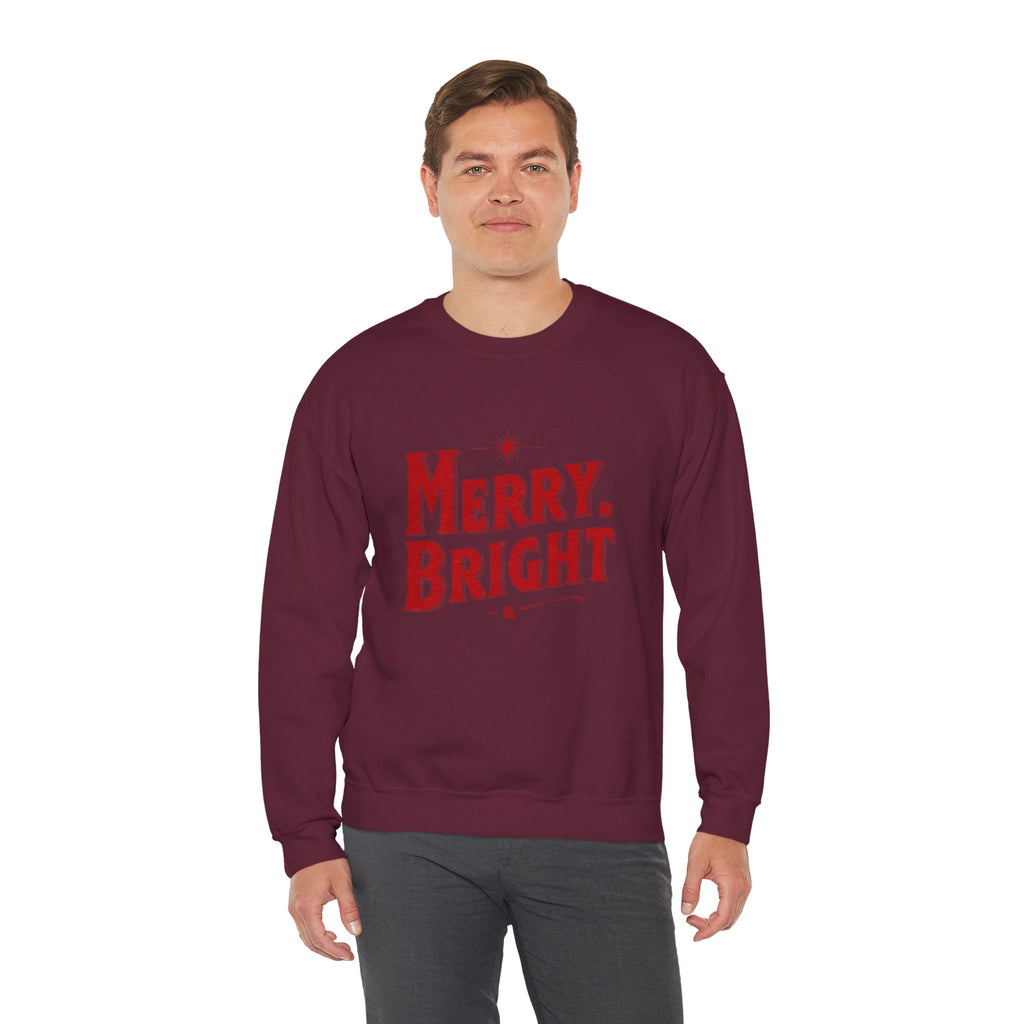 Merry & Bright Crewneck Sweatshirt — Vintage Holiday Graphic