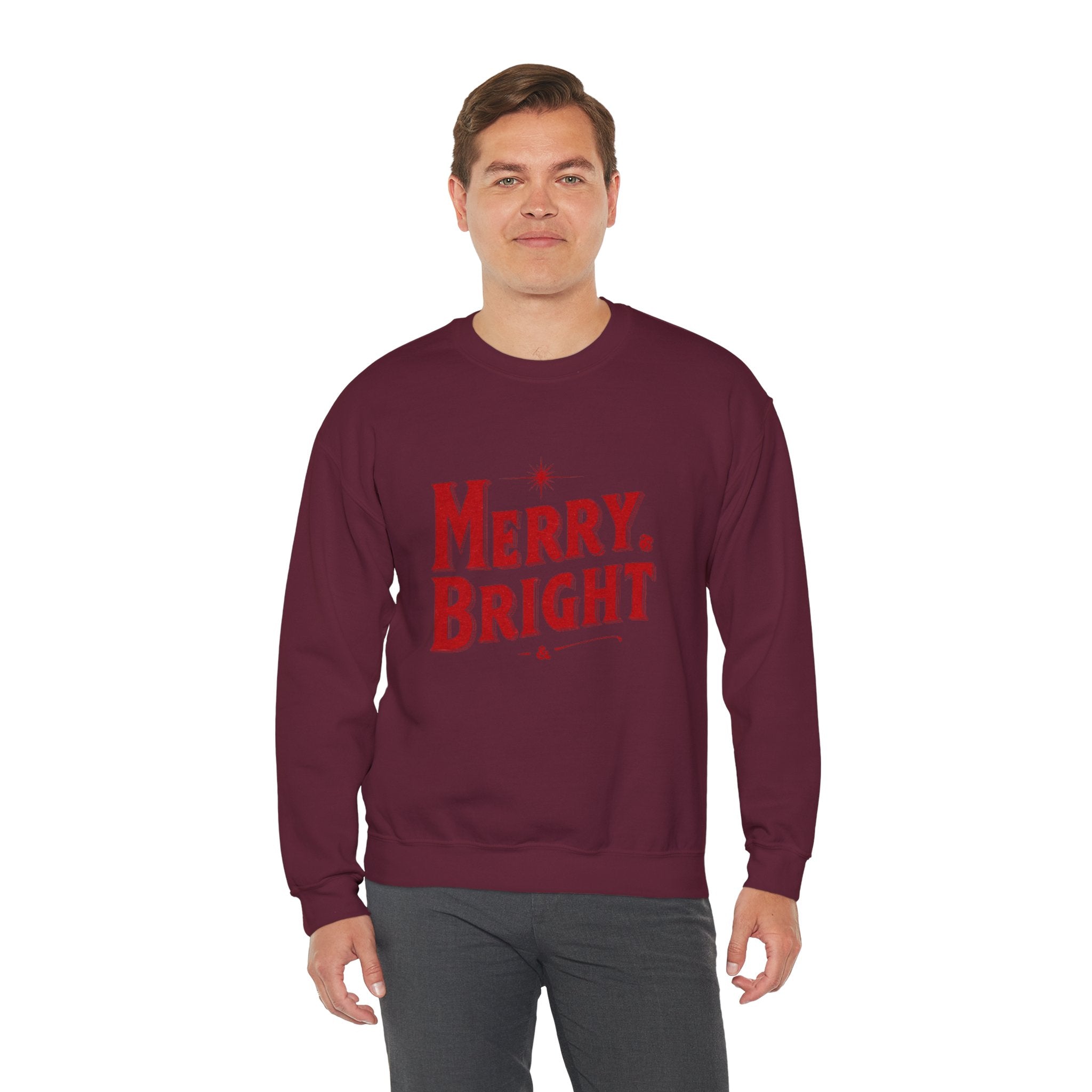 Merry & Bright Crewneck Sweatshirt — Vintage Holiday Graphic