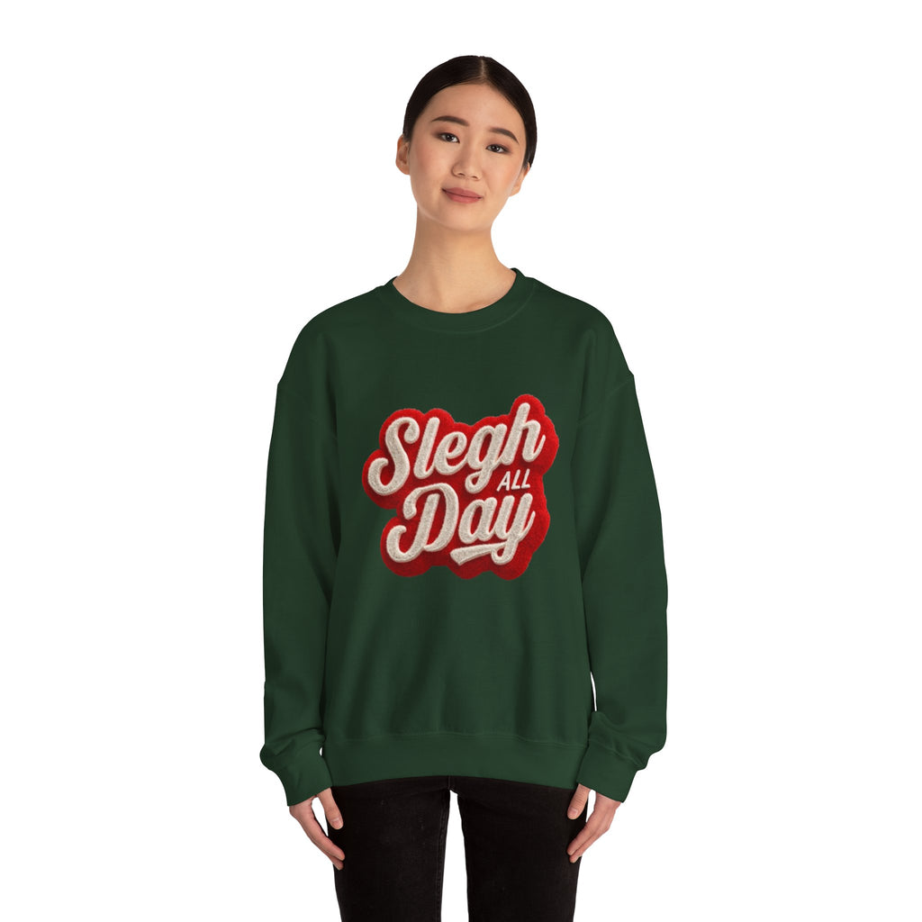 Sleigh All Day Crewneck Sweatshirt — Retro Holiday Christmas Pullover