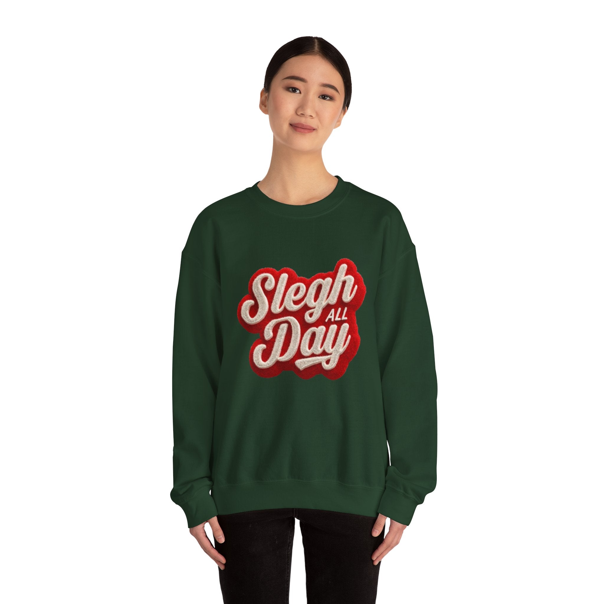 Sleigh All Day Crewneck Sweatshirt — Retro Holiday Christmas Pullover