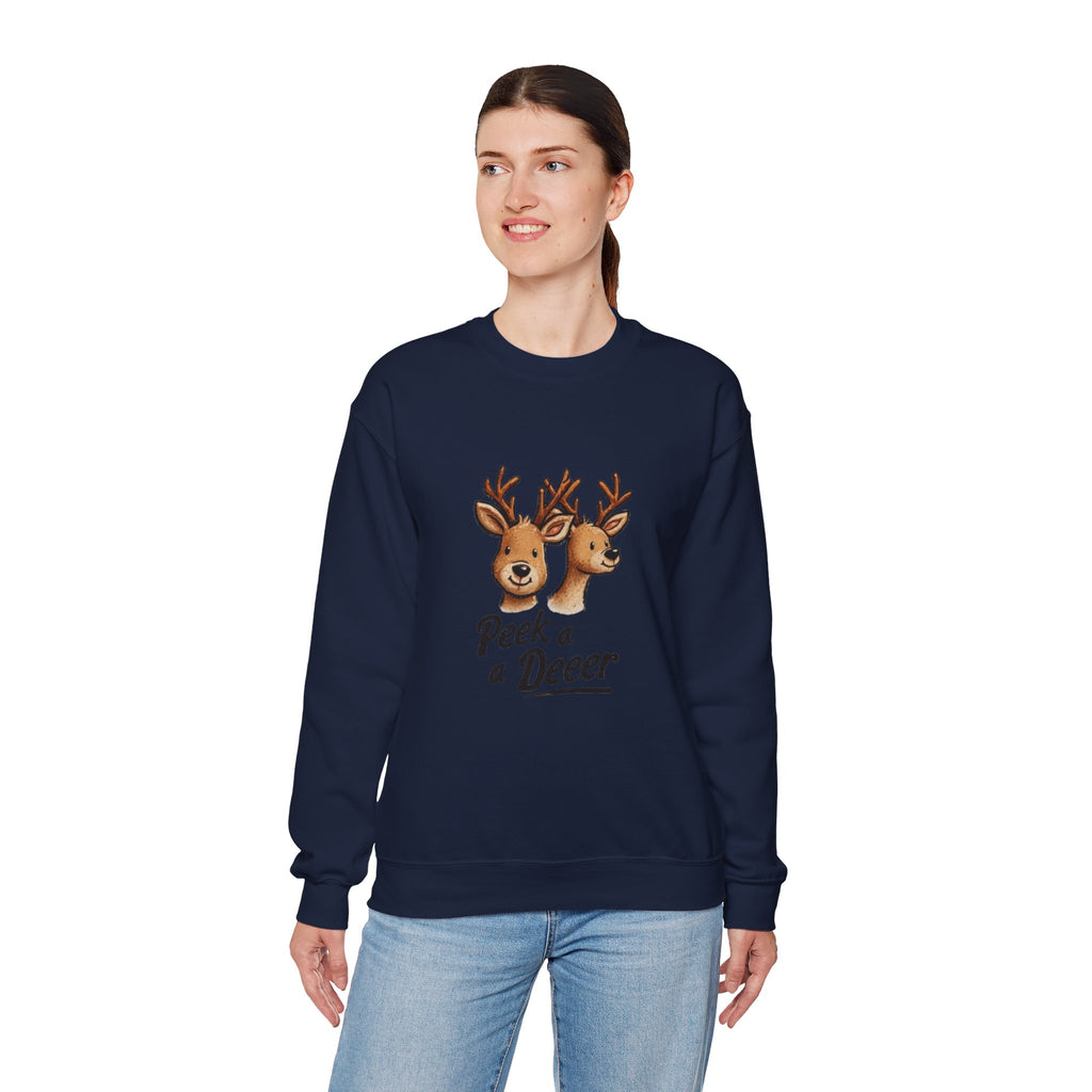 Peek a Deeer Sweatshirt — Cute Reindeer Holiday Crewneck
