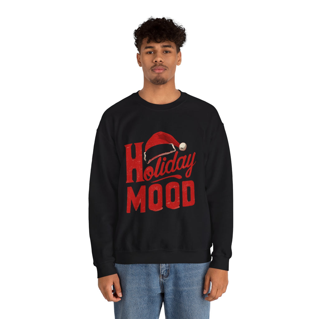 Holiday Mood Sweatshirt – Festive Santa Hat Christmas Crewneck