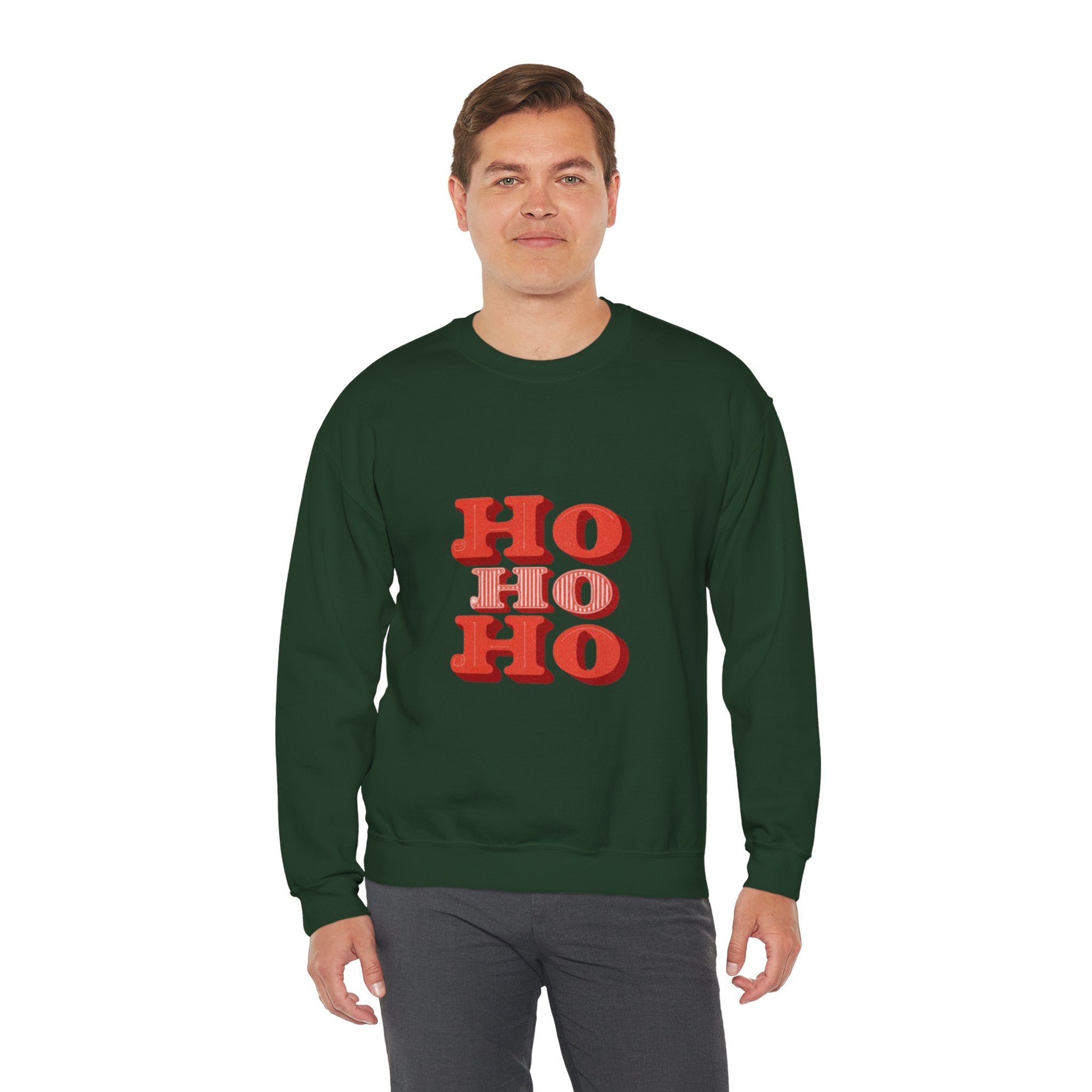 Holiday Crewneck Sweatshirt – Retro 'HO HO HO' Christmas Sweatshirt