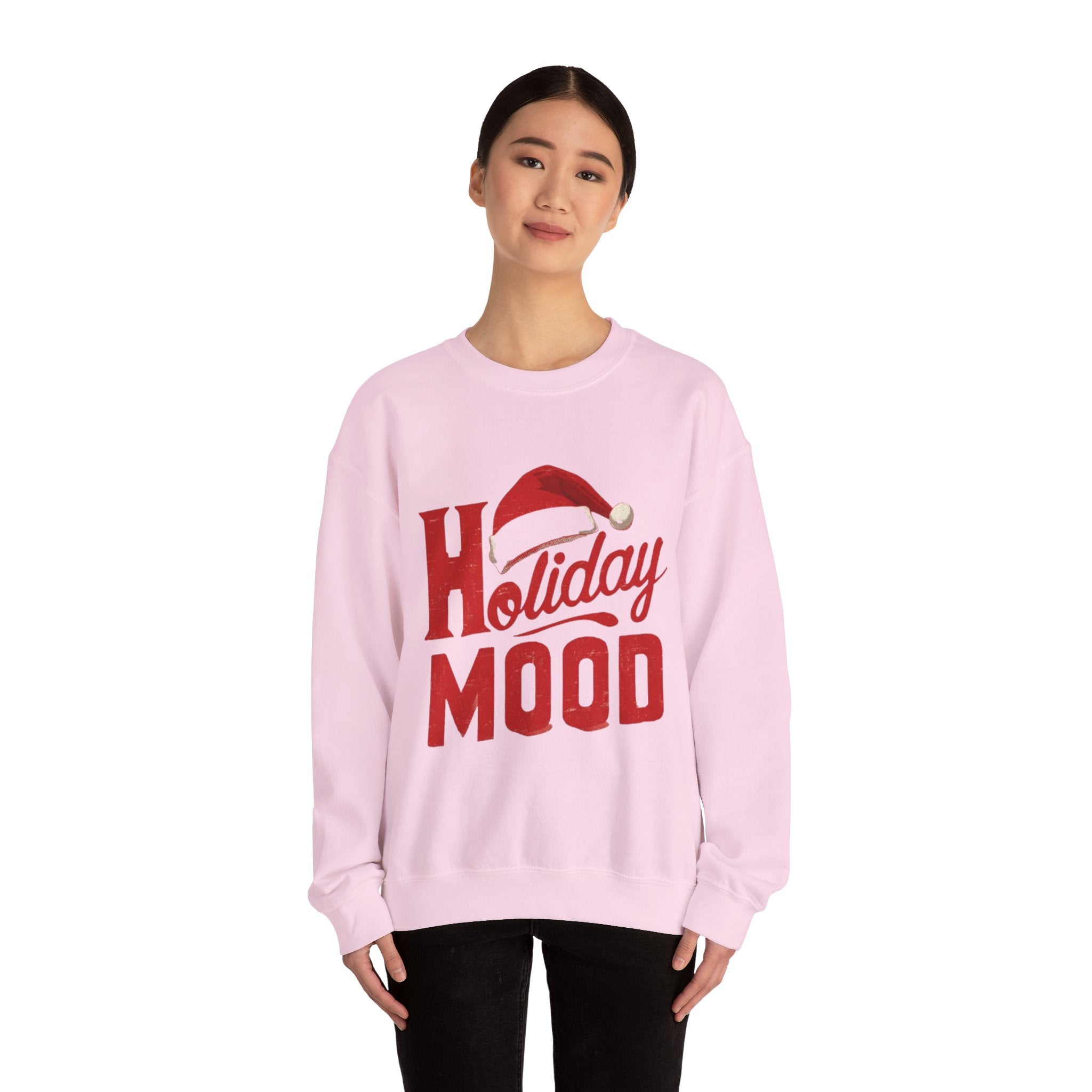 Holiday Mood Sweatshirt – Festive Santa Hat Christmas Crewneck