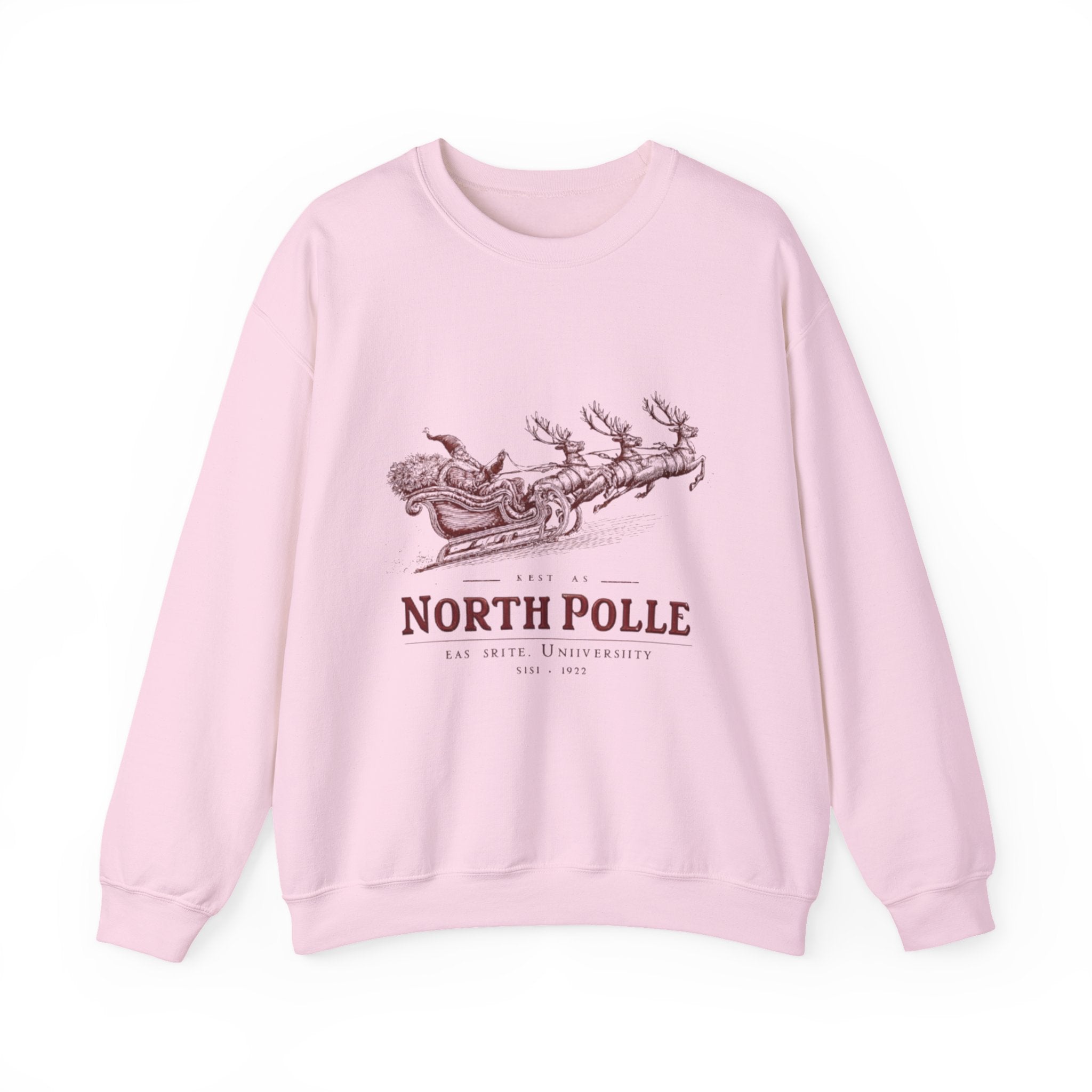 North Pole Crewneck Sweatshirt — Vintage Santa Sleigh Christmas Pullover