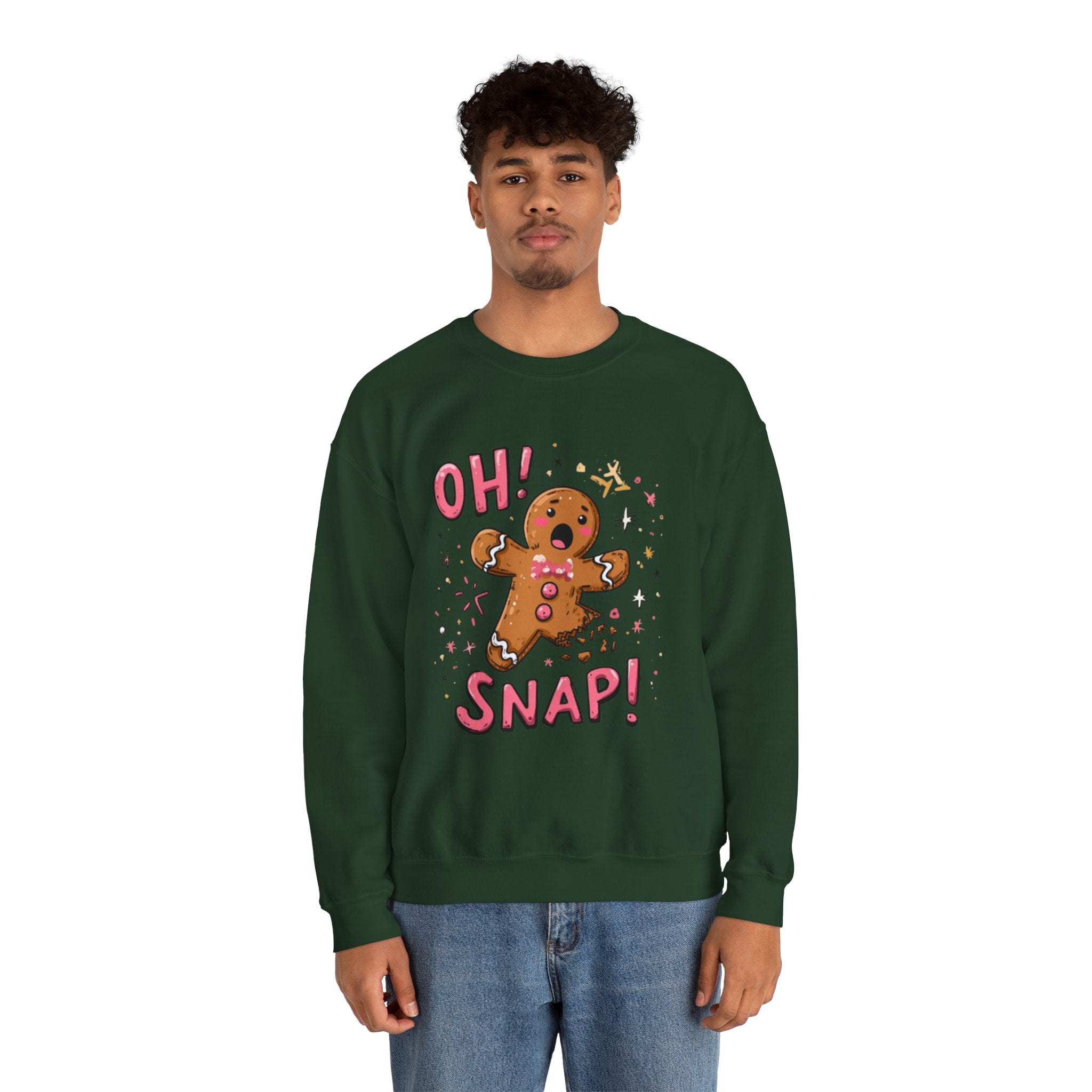 Gingerbread "Oh! Snap!" Crewneck Sweatshirt — Funny Holiday Christmas Sweater