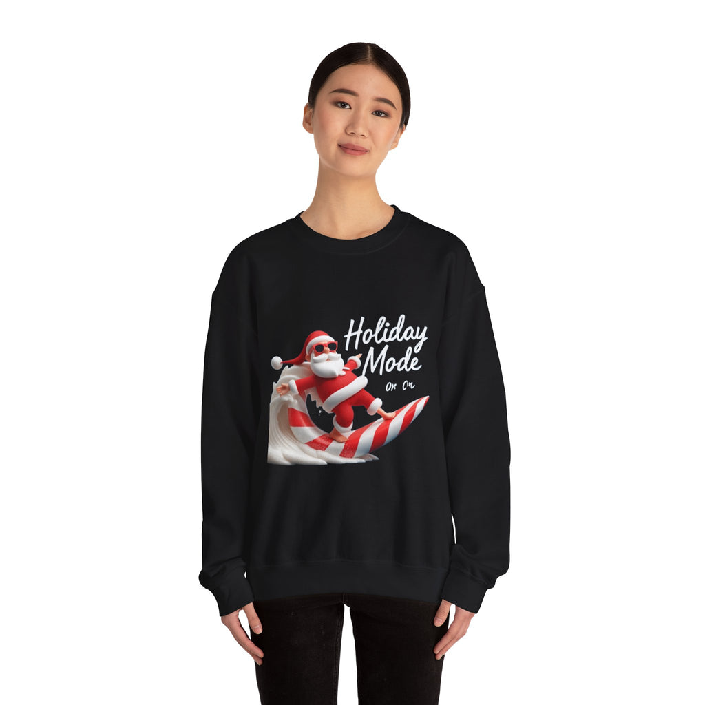 Santa Surfing Candy Cane Crewneck Sweatshirt