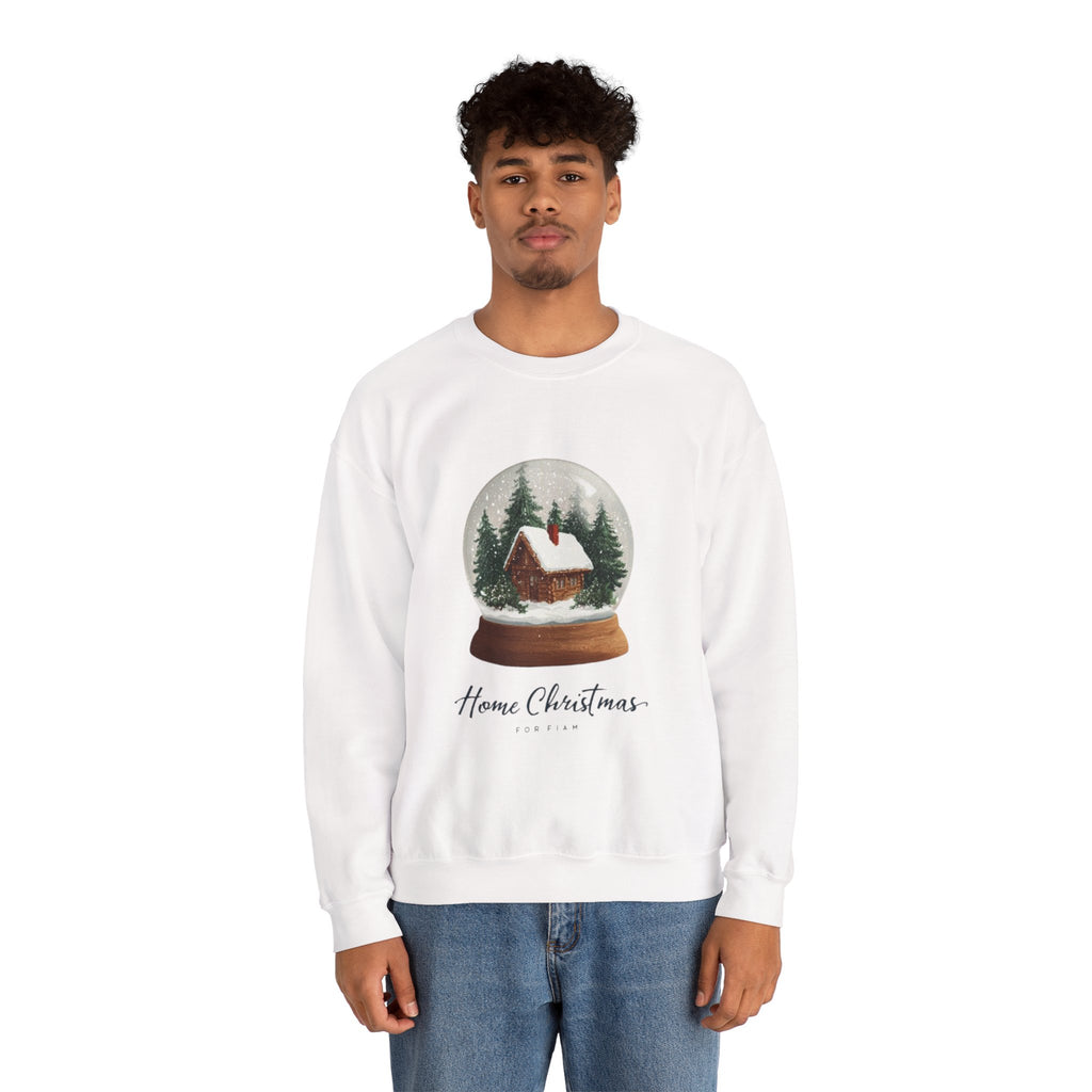 Christmas Snow Globe Sweatshirt – “Home Christmas” Cabin Crewneck