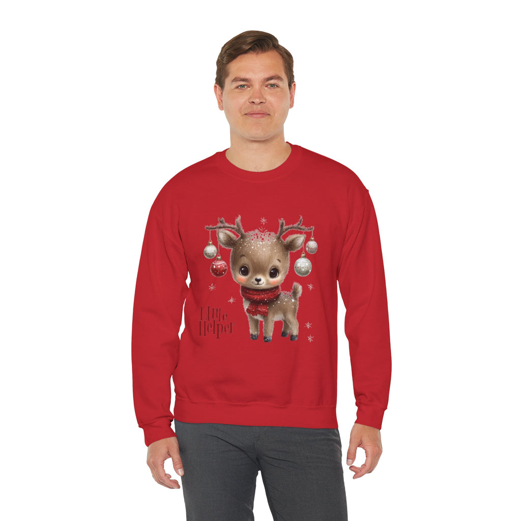 Christmas Reindeer Sweatshirt – 'Little Helper' Cute Holiday Crewneck