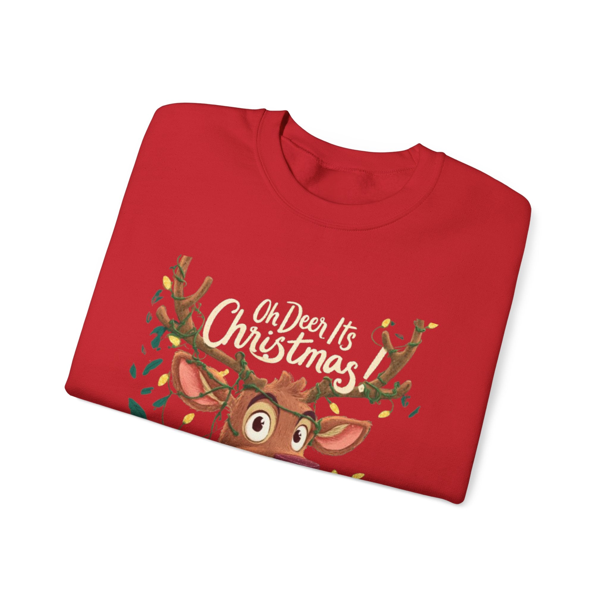 Christmas Reindeer Sweatshirt – "Oh Deer It's Christmas" Cute Holiday Crewneck