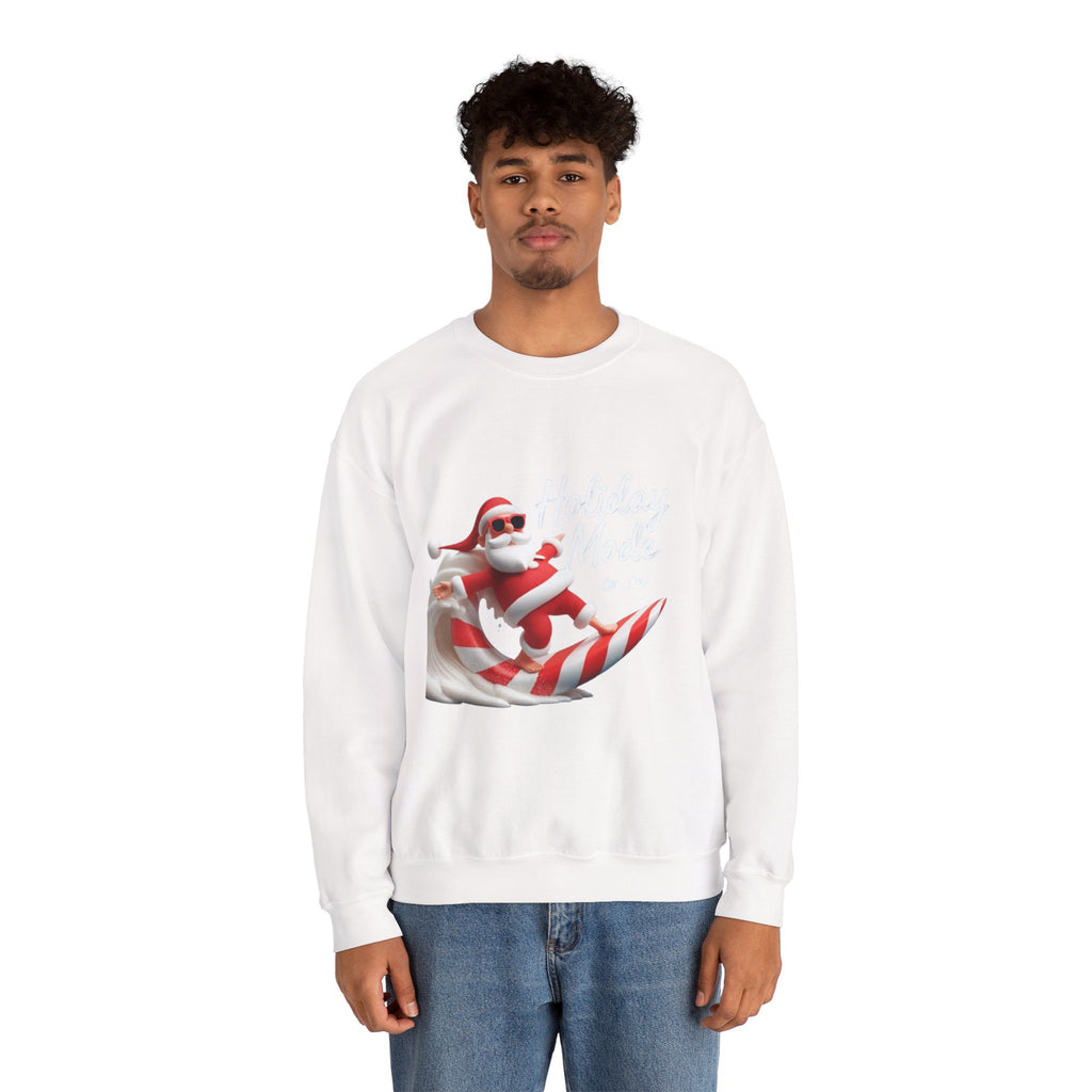 Santa Surfing Candy Cane Crewneck Sweatshirt
