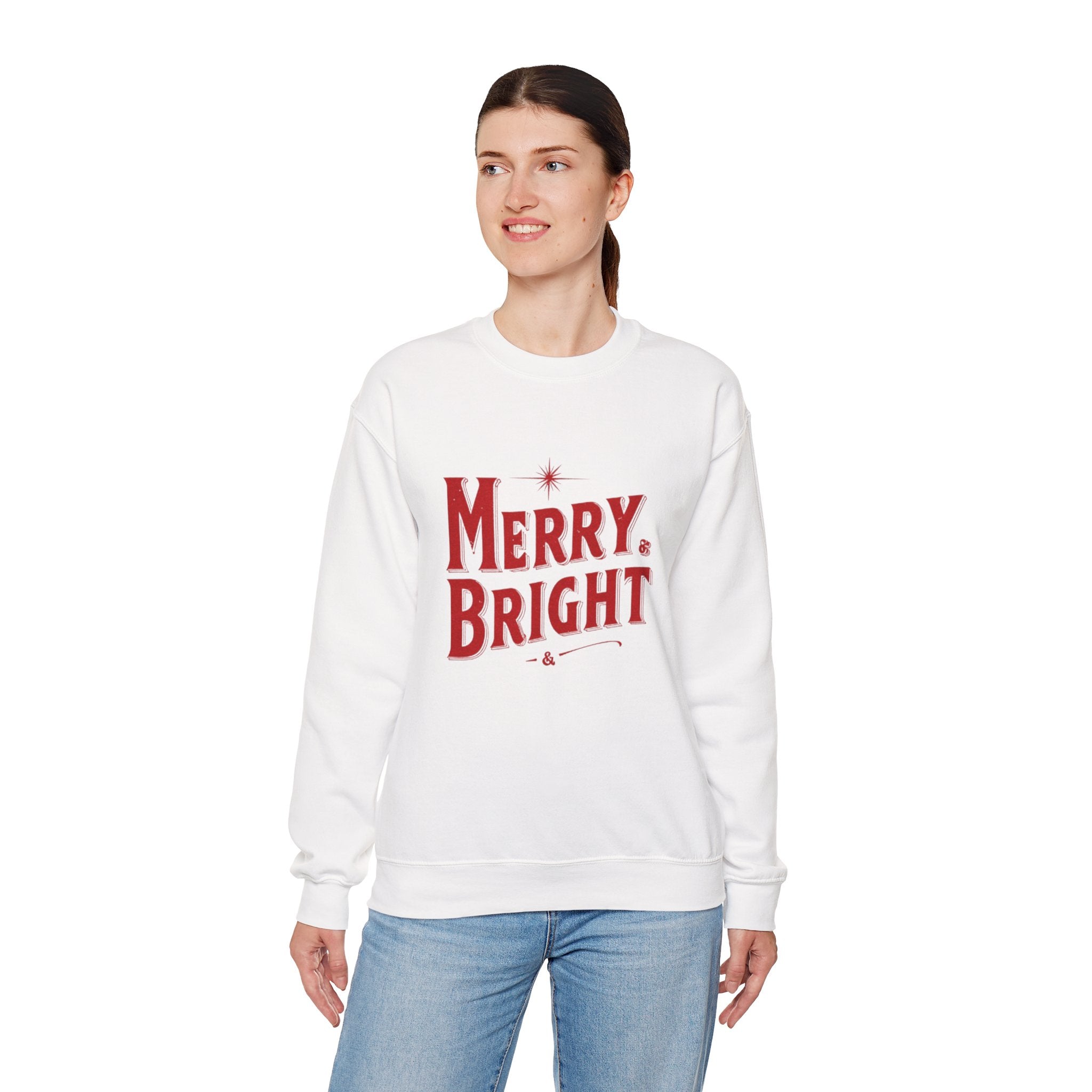 Merry & Bright Crewneck Sweatshirt — Vintage Holiday Graphic