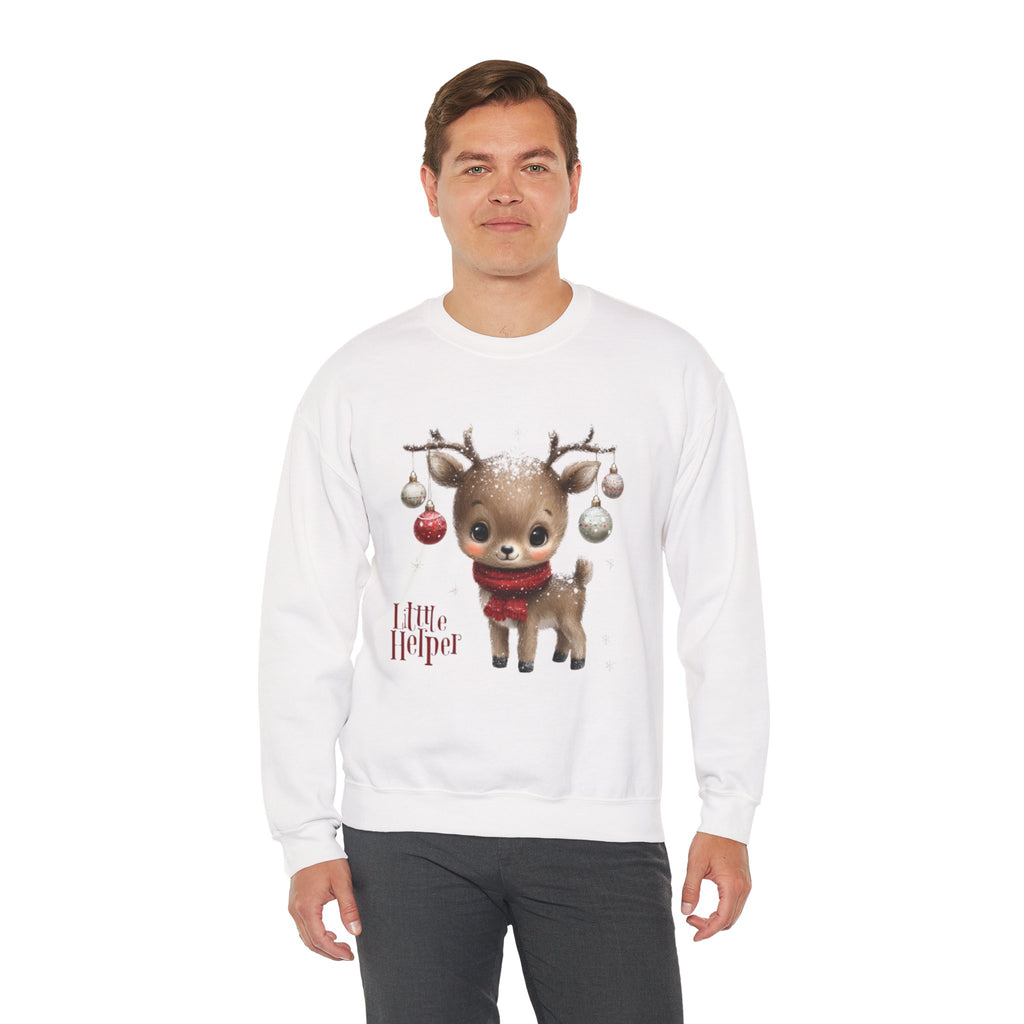 Christmas Reindeer Sweatshirt – 'Little Helper' Cute Holiday Crewneck