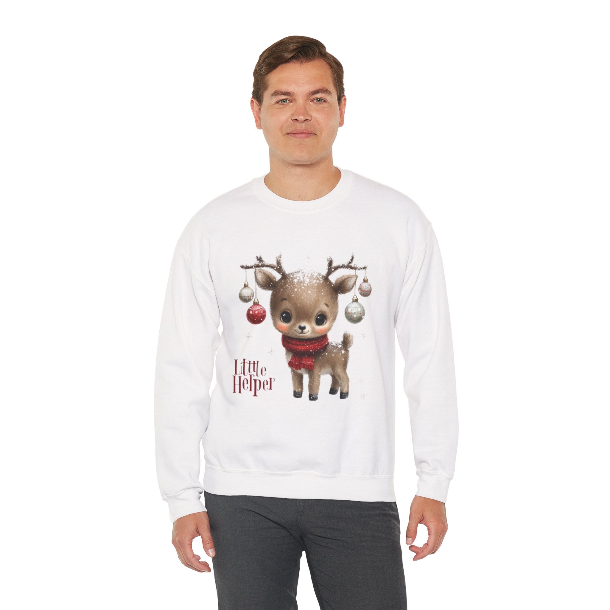 Christmas Reindeer Sweatshirt – 'Little Helper' Cute Holiday Crewneck