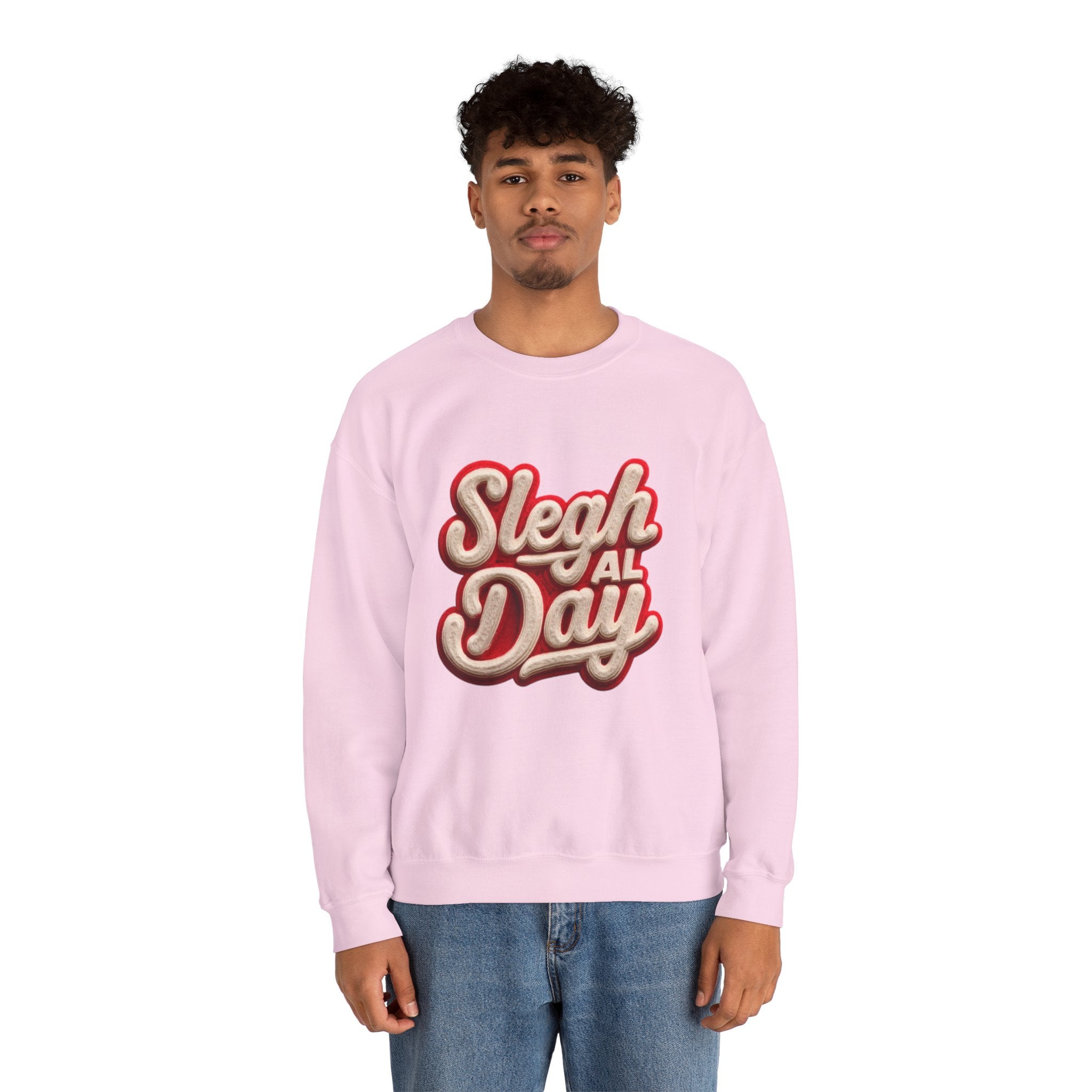 Crewneck Sweatshirt – "Sleigh All Day" Retro Christmas Holiday Pullover