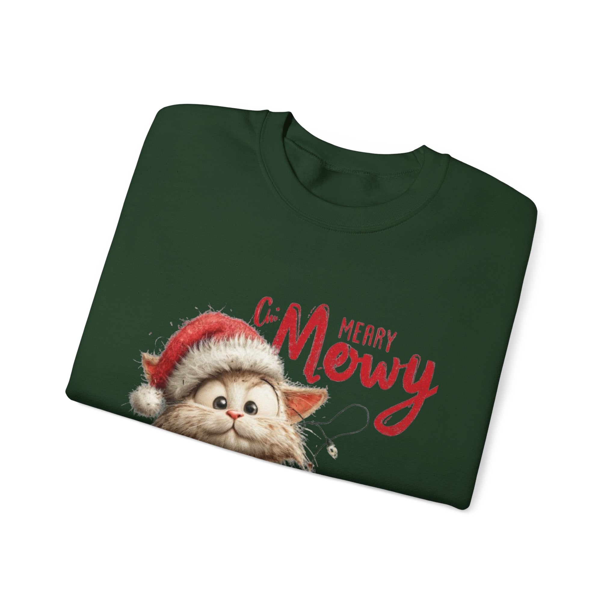 Merry Mewry Cat Sweatshirt — Cute Christmas Kitty Crewneck