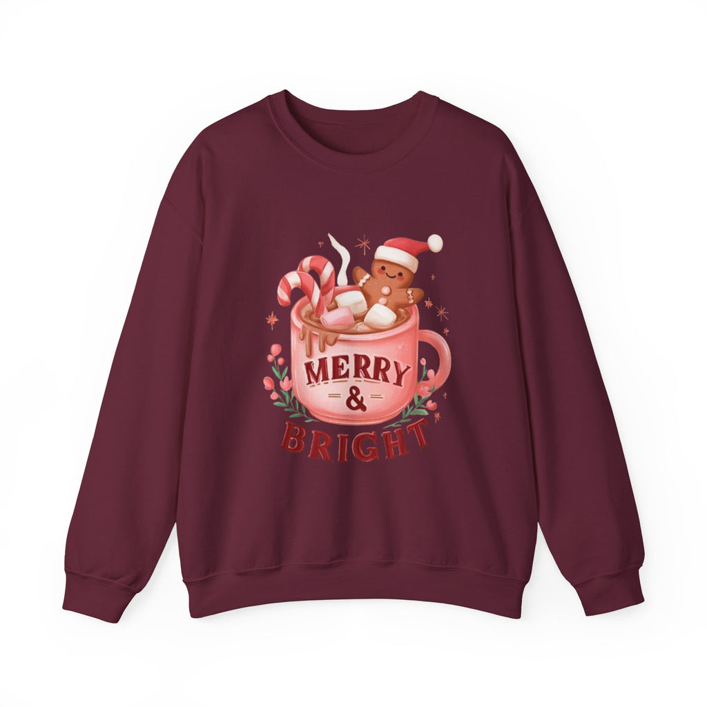 Merry & Bright Sweatshirt — Cute Holiday Cocoa Bear Crewneck