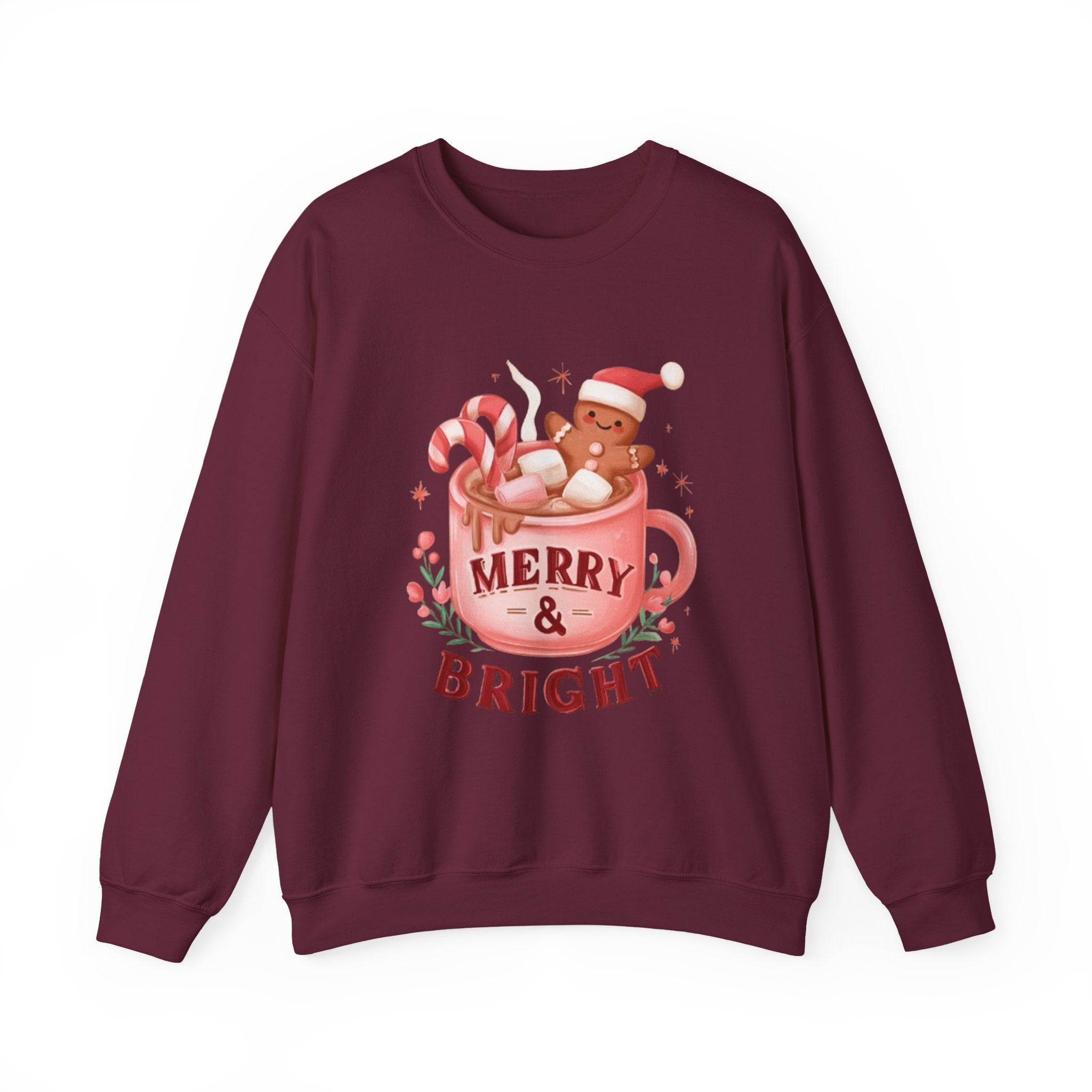 Merry & Bright Sweatshirt — Cute Holiday Cocoa Bear Crewneck