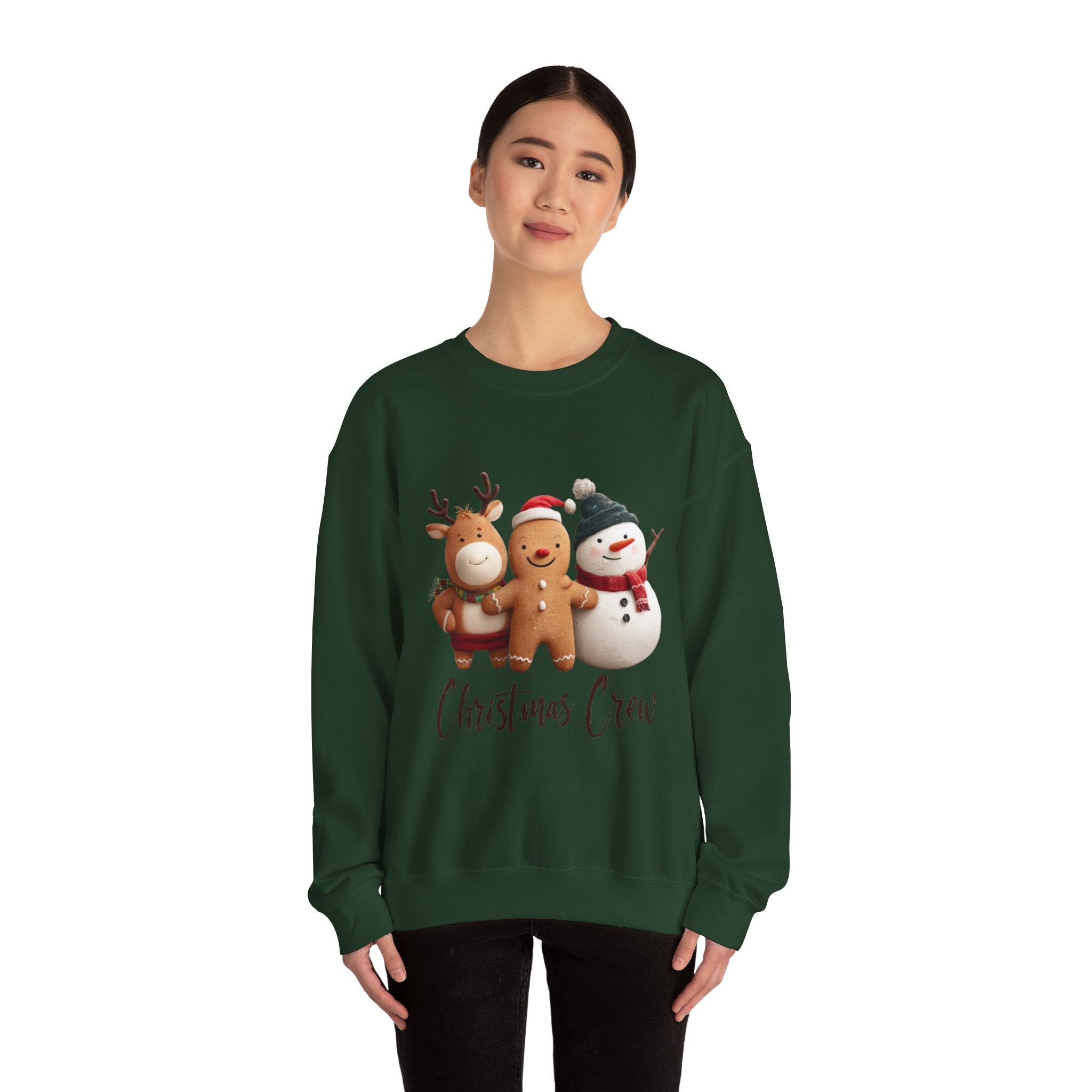 Christmas Crew Sweatshirt — Cute Gingerbread, Reindeer & Snowman Holiday Pullover