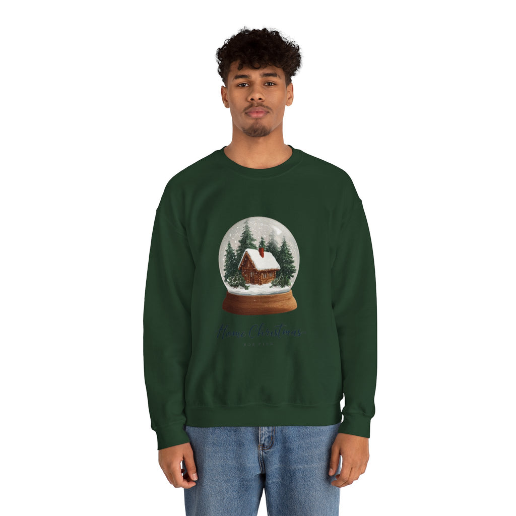 Christmas Snow Globe Sweatshirt – “Home Christmas” Cabin Crewneck