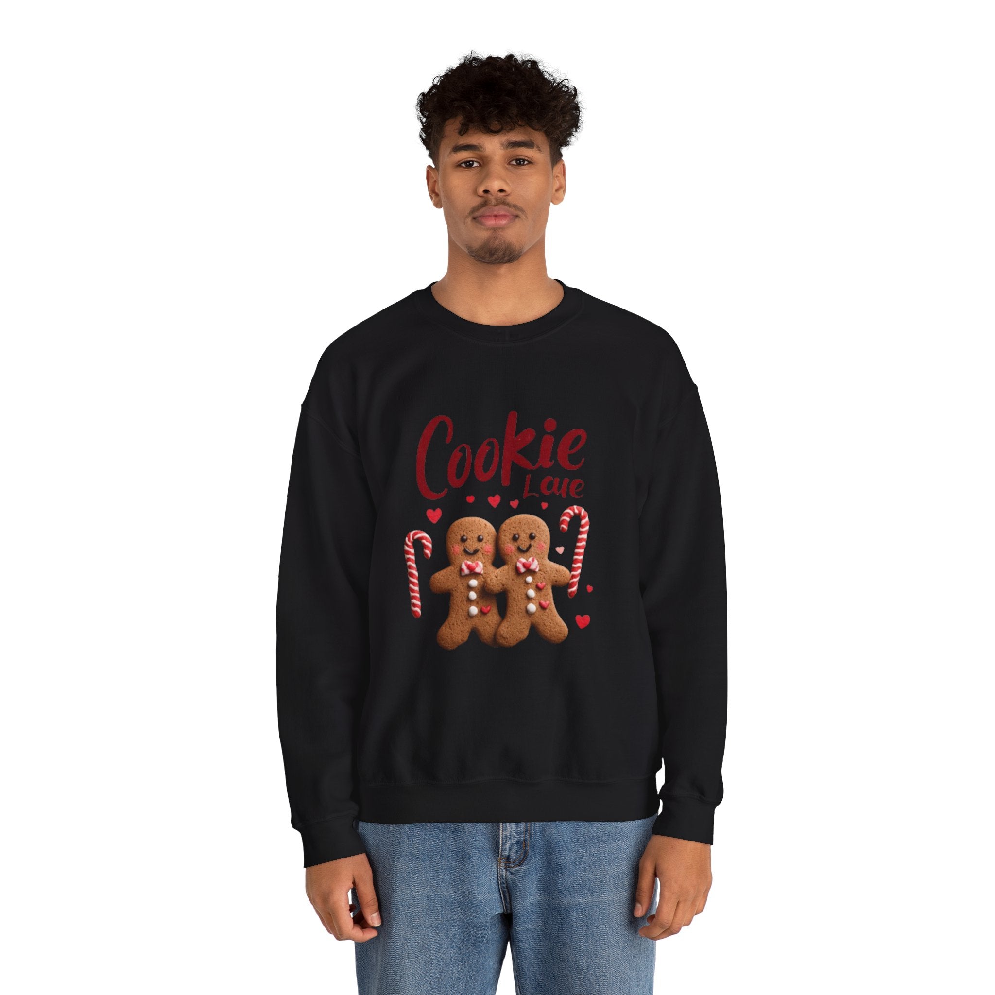 Crewneck Sweatshirt — "Cookie Love" Gingerbread Couple Holiday Sweater