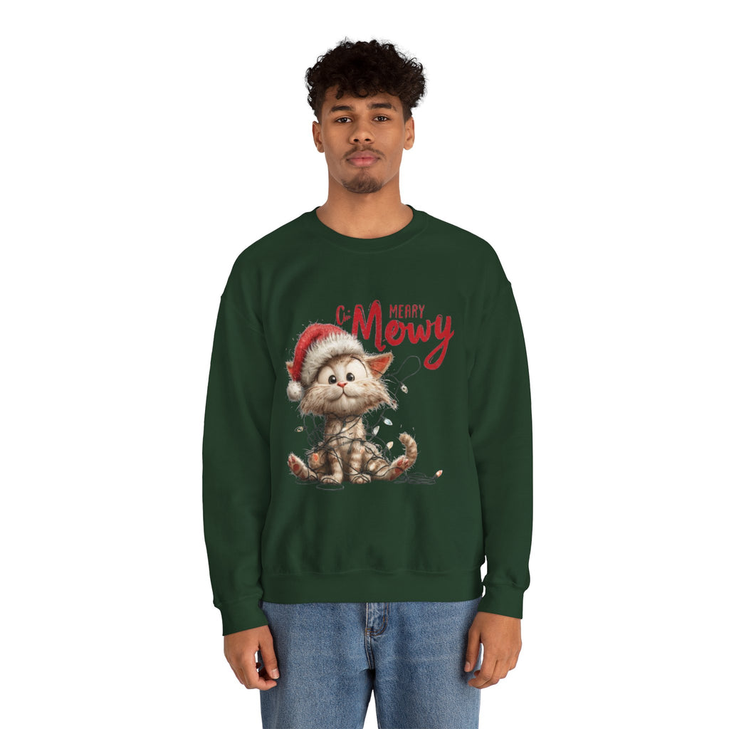 Merry Mewry Cat Sweatshirt — Cute Christmas Kitty Crewneck