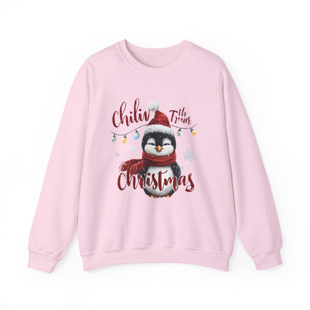 Christmas Penguin Crewneck Sweatshirt — "Chillin' With the Vibes" Holiday Pullover