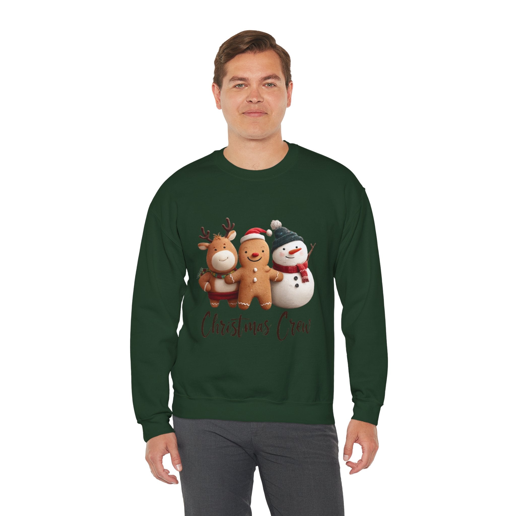 Christmas Crew Sweatshirt — Cute Gingerbread, Reindeer & Snowman Holiday Pullover