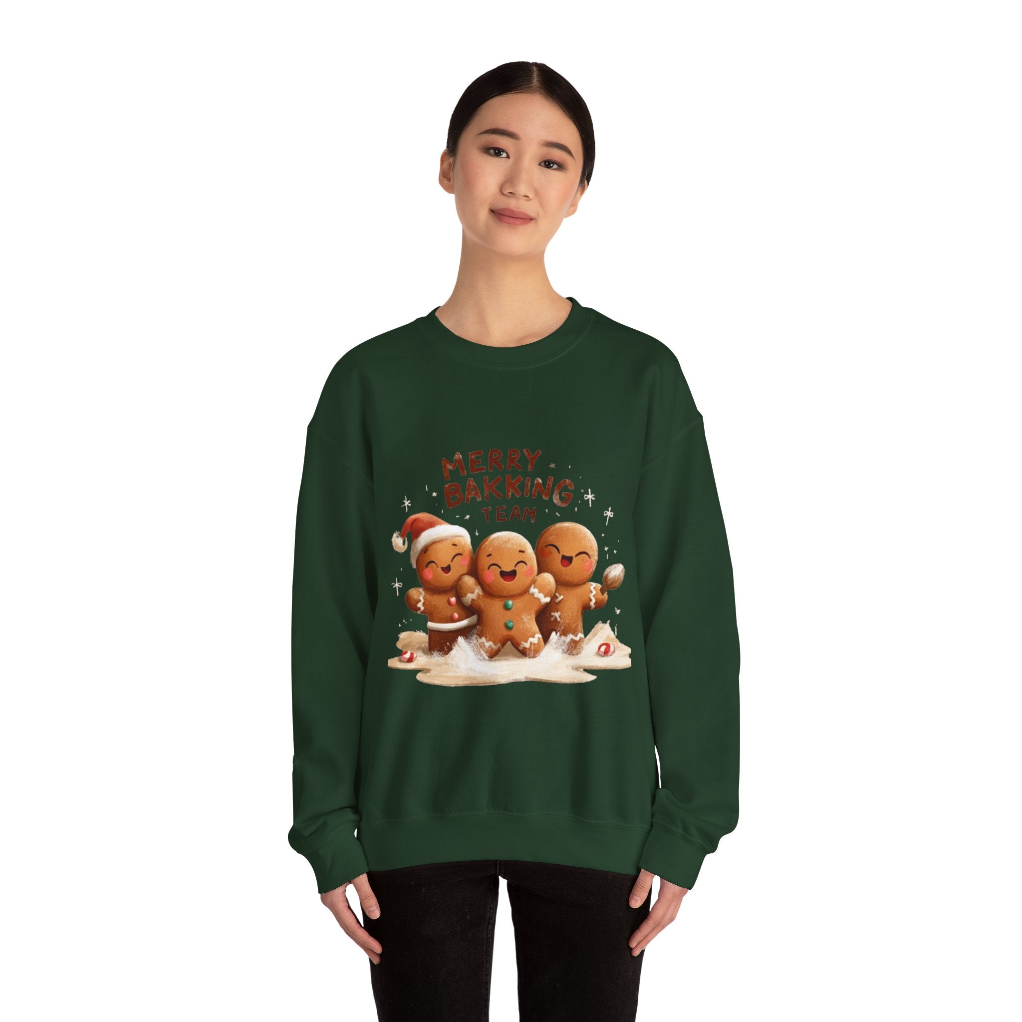 Holiday Sweatshirt - "Merry Baking Team" Gingerbread Crewneck