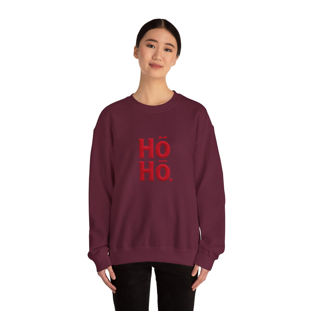 Holiday Crewneck Sweatshirt – Red “HŌ HŌ.” Christmas Sweater Tee