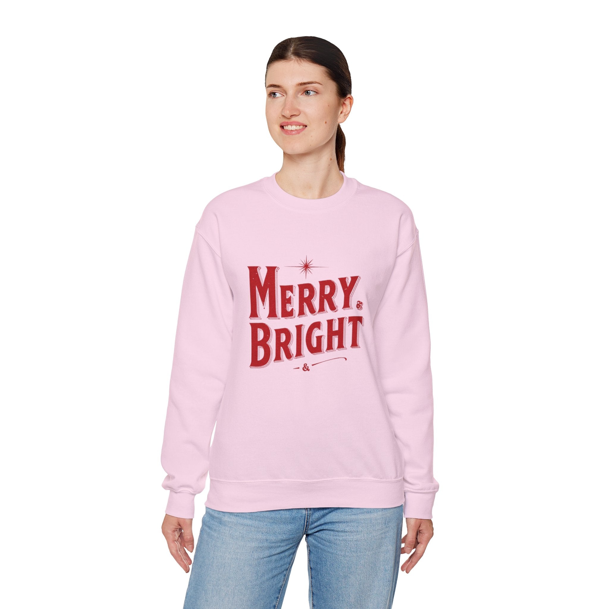 Merry & Bright Crewneck Sweatshirt — Vintage Holiday Graphic